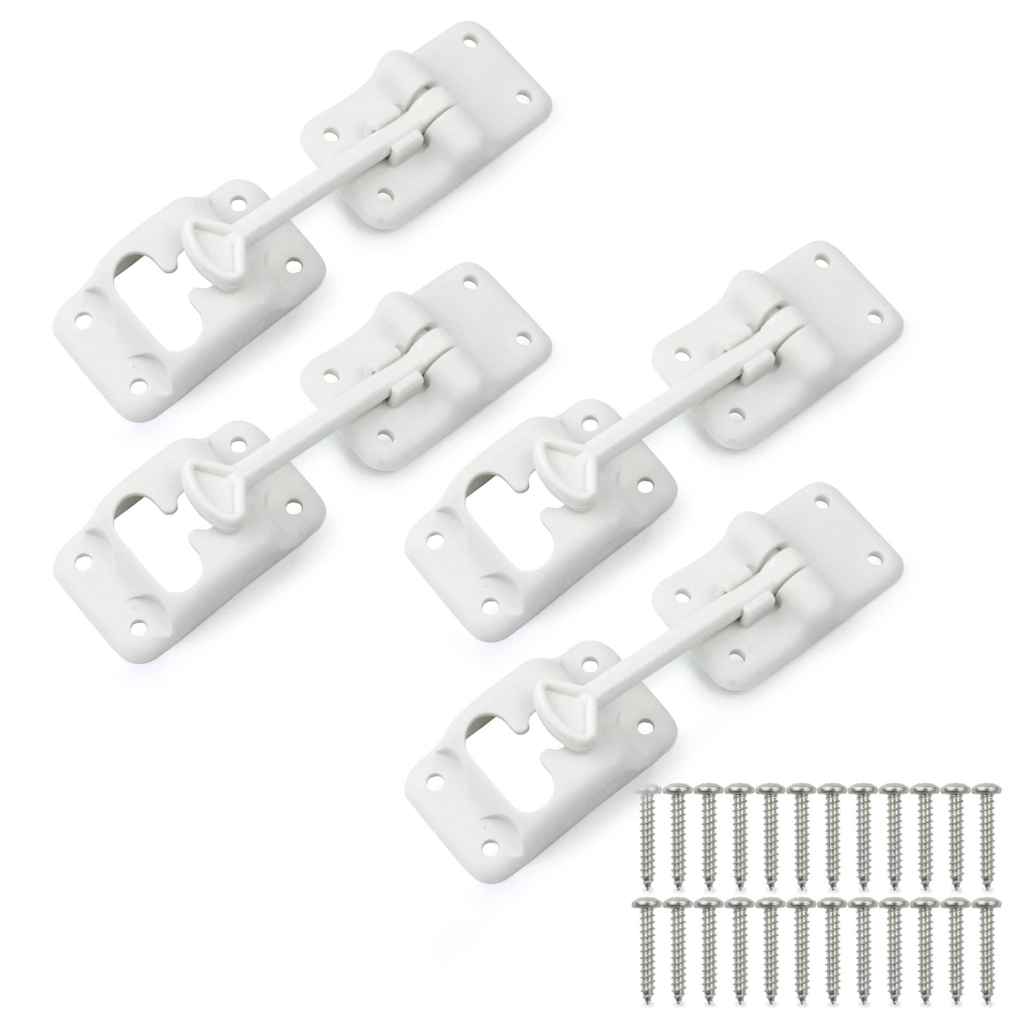 Leisure Coachworks 4-Pack White Rv T-Style Door Holder Catch 4'' 4 Pack For Latch Holder Camper Trailer Cargo Hatch (White, 4'' 