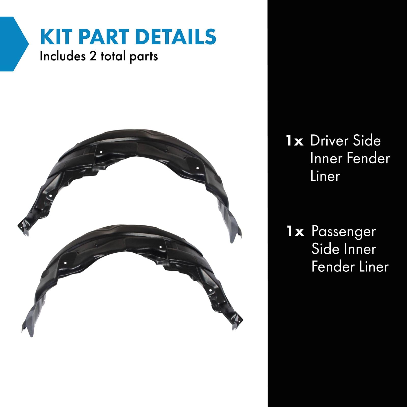 Trq Inner Fender Liner Set Compatible With 2007-2013 Mitsubishi Outlander Mi1248122 Mi1249122