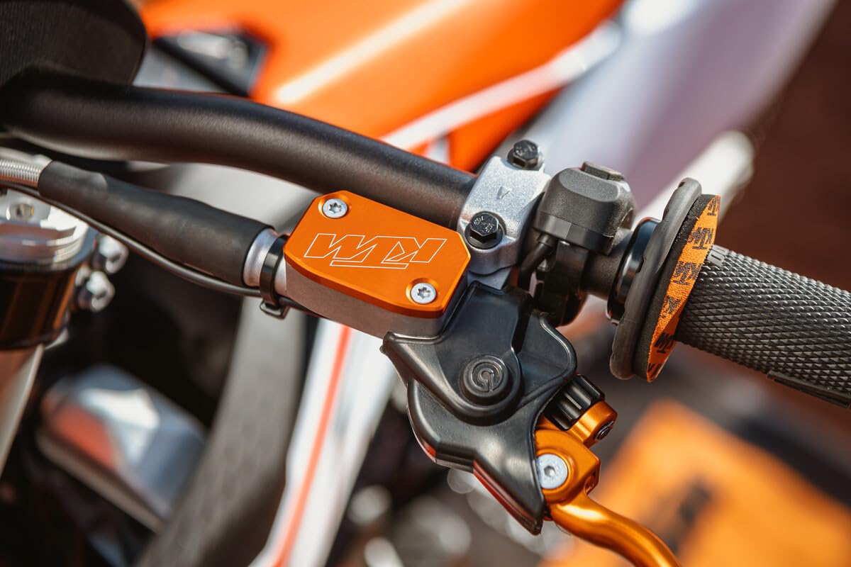 KTM Genuine Brake and Clutch Reservoir Cover, Aluminum, Orange, Model SXS05450210, Fits Brembo Master Cylinders