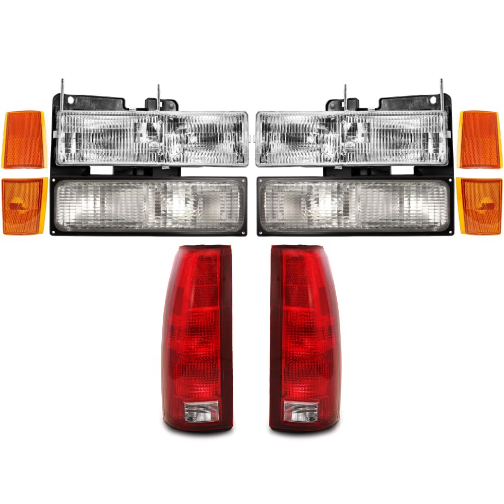 EPIC LIGHTING OE Spec-B Replacement Halogen Headlights Signal Lights Side Markers Tail Lights Black Trim Dual Sealed Compatible 