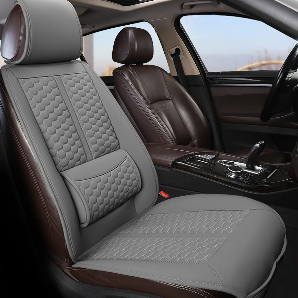 Black Panther Car Seat Cover, 1 Piece Universal Sideless Driver Seat Protector, With Lumbar Support And Headrest Cover (Gray)