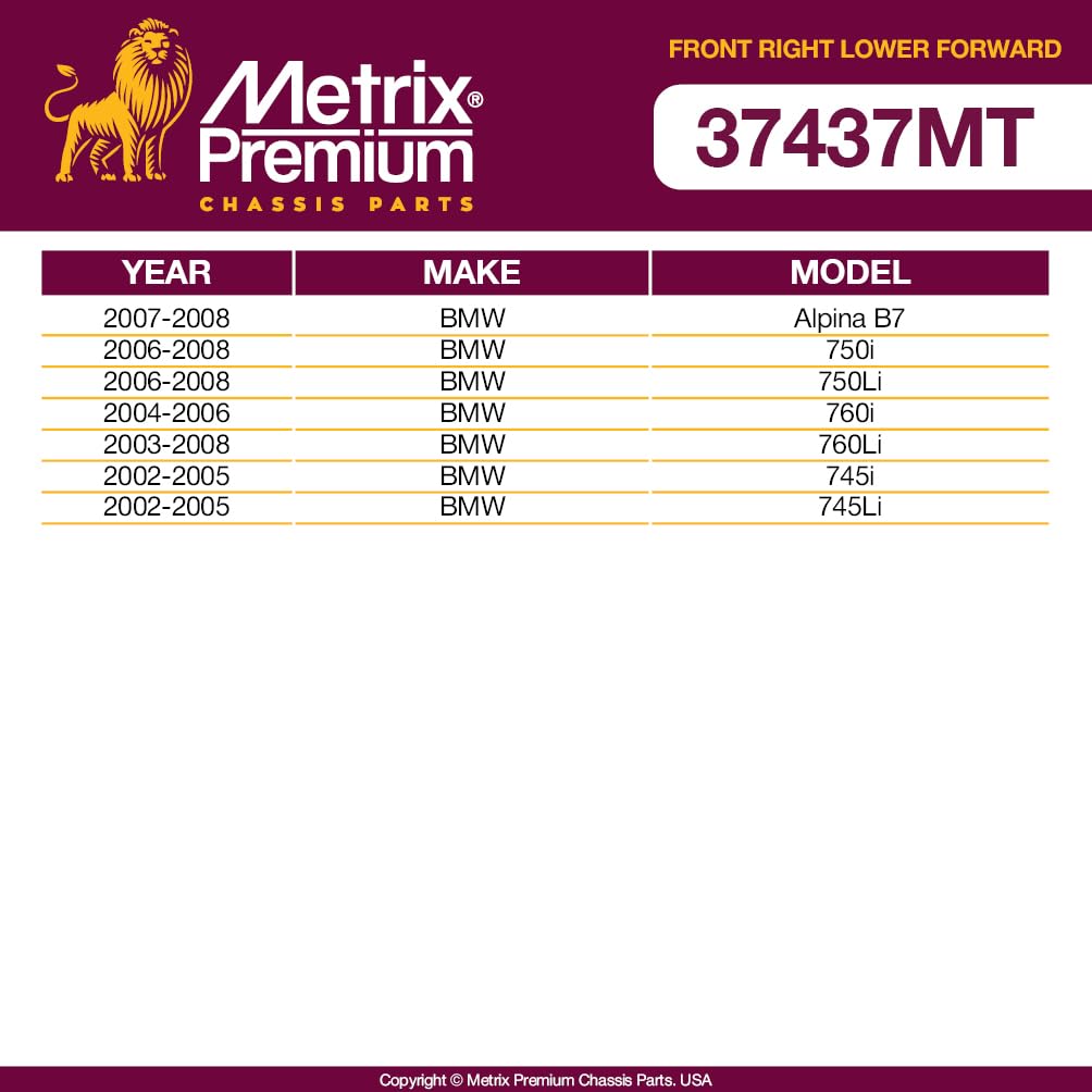 Metrix Premium Chassis Parts - Front Right Lower Forward Control Arm W Ball Joint & Bushing Assembly Fits 07-08 Bmw Alpina B7, 0