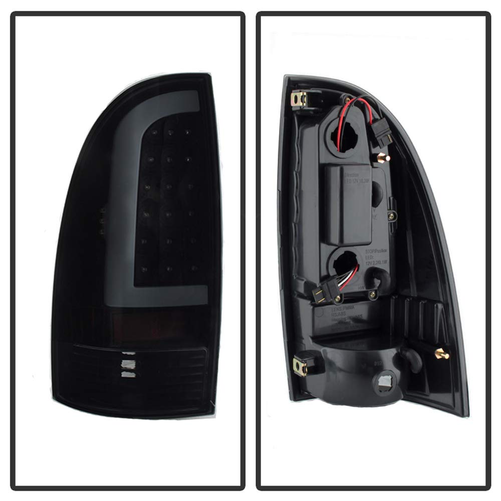 ACANII LED Tube Tail Lights for 2005-2015 Toyota Tacoma - Black Smoked, Left & Right Lamps