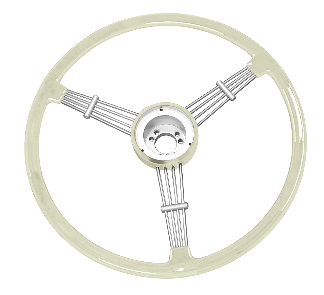Steering Wheel, for Beetle 49-59, Ghia 49-59, Silver BANJO, Compatible with Dune Buggy
