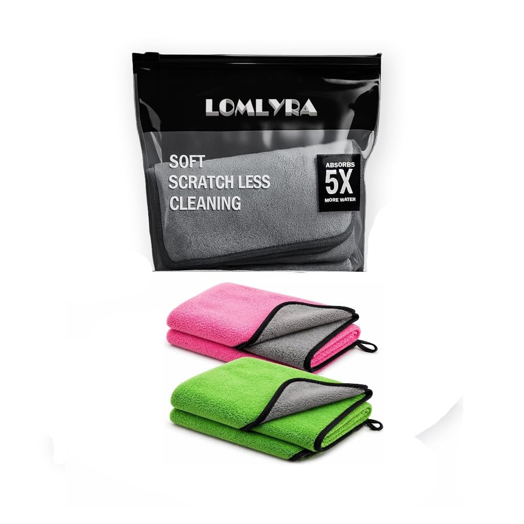 Lomlyra 600 GSM, Microfiber Cloth Yellow+Grey Towel Set 40X40cms 2 Piece Towel Set Extra Thick Microfiber Cleaning Cloths Perfec