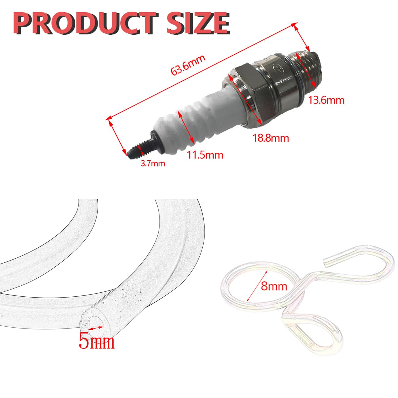jtfrkope Performance CDI Ignition Magneto Coil Spark Plug Kit for 49cc-80cc 2-Stroke Motor Engine Motorized Bicycle Bike
