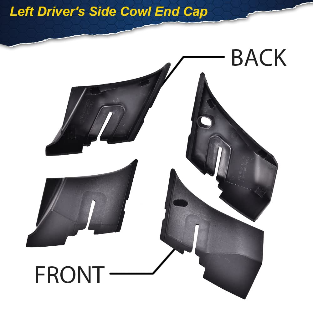 PIT66 Windshield Wiper Cowl End Panel for 2007-2013 Chevy Silverado 1500 2500 3500, Black ABS Material