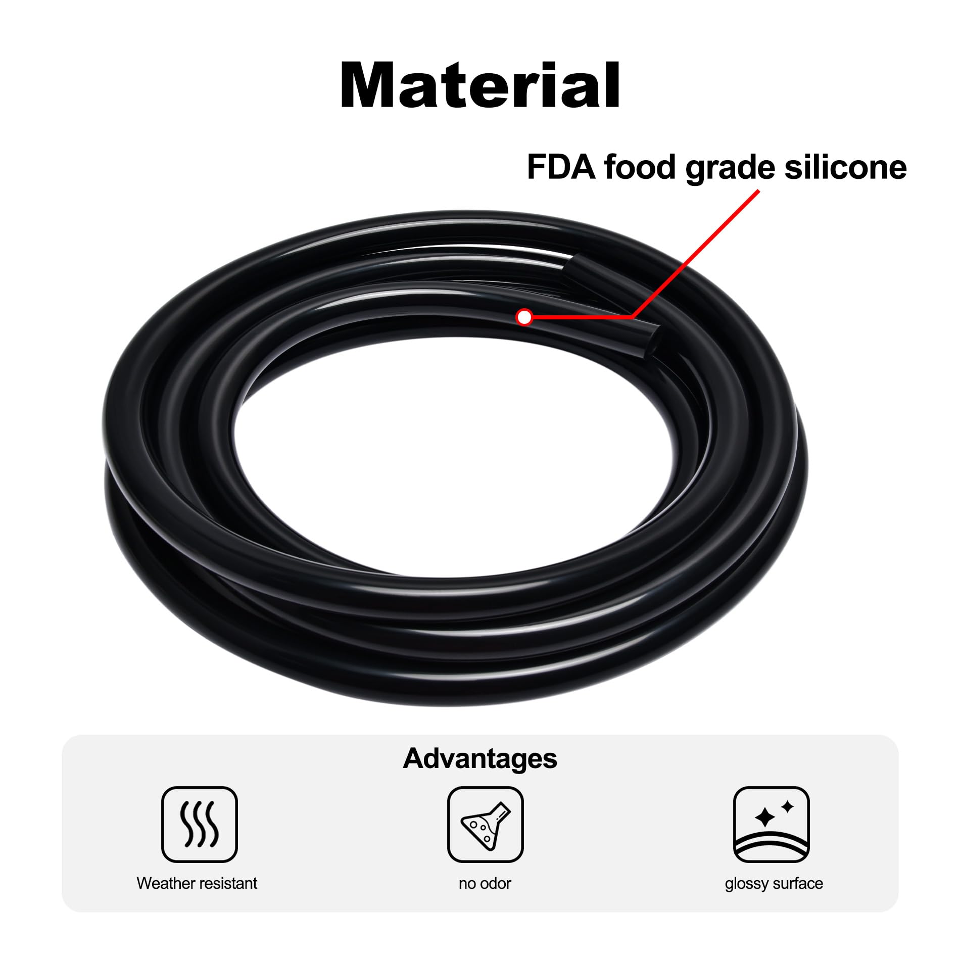 Evil Energy 5/16 Silicone Vacuum Tubing Hose Line 5Ft 130Psi Max Pressure Black (8Mm Id)