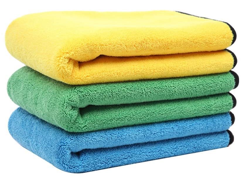 Auto Hub 400 GSM, Microfiber Double Layered Cloth 30x40 Cms 3 Piece (Mix) Cloth Set, Extra Thick Microfiber Cleaning Cloths Perf