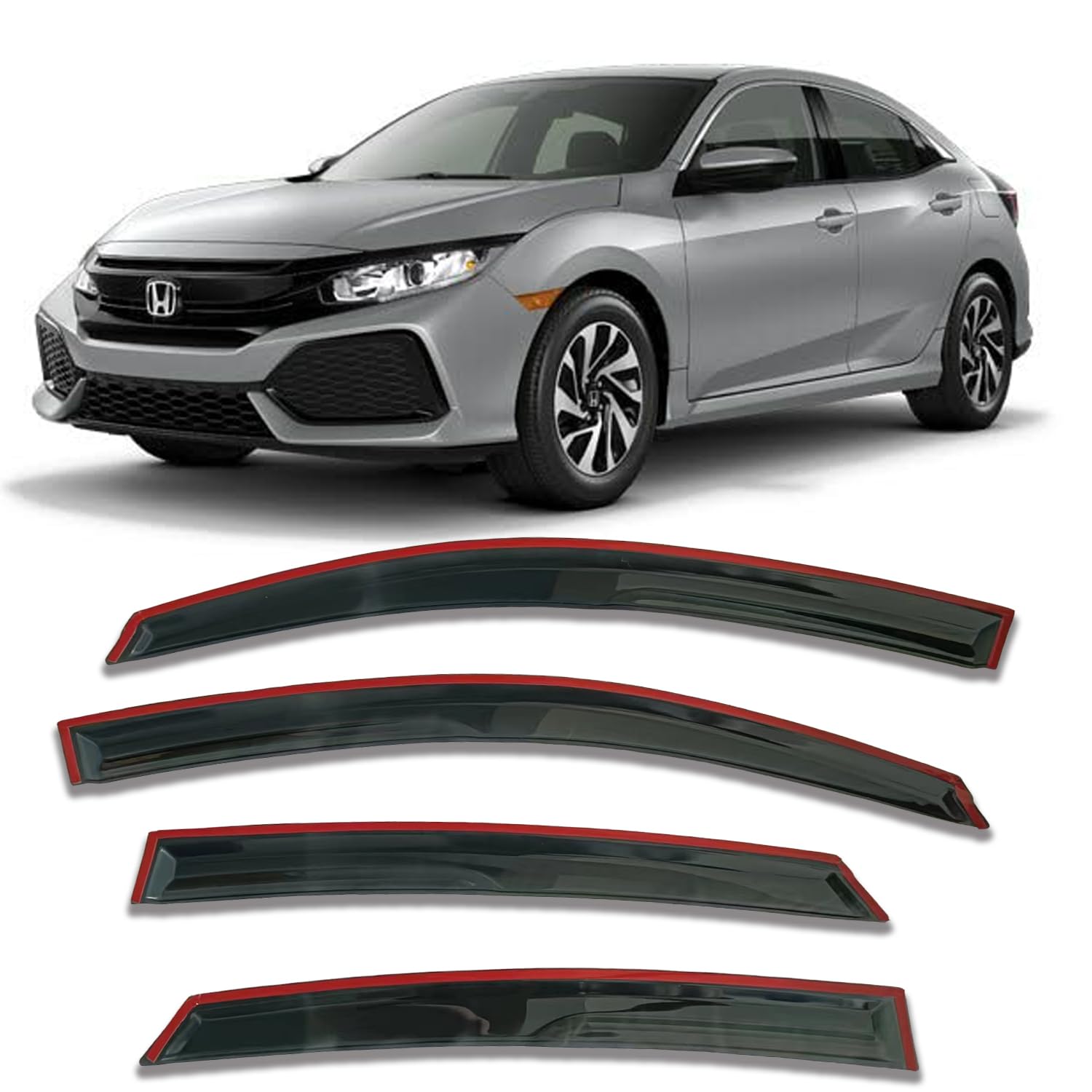 Outside Durable Window Visor Fit For Honda Civic Hatchback 2016-2021 Window Rain Guards Window Deflectors Vent Window Visors Sun