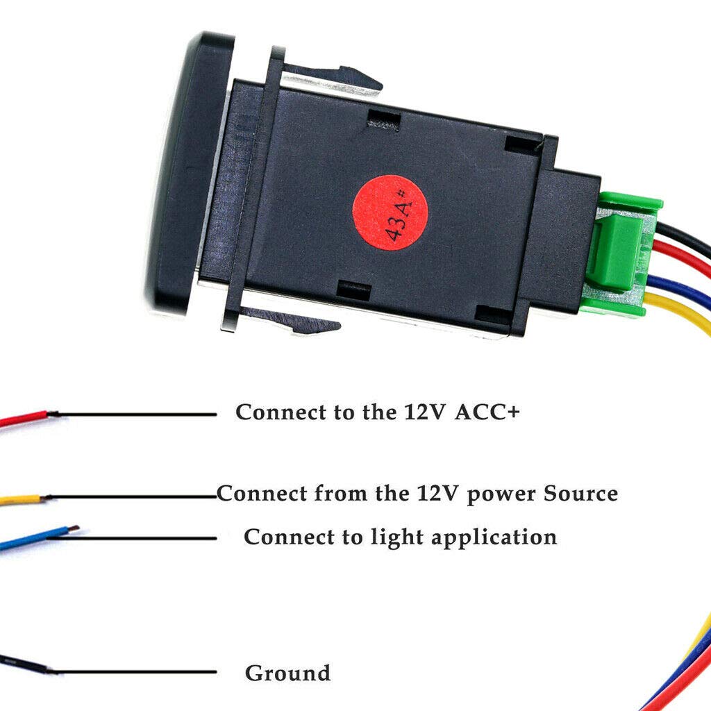 Xotic Tech Factory Style 4-Pole 12V Push Button Switch W/Led Background Indicator Lights For Fog Lights, Drl, Led Light Bar, Etc Fit Standard Size (39 X 21 Mm)