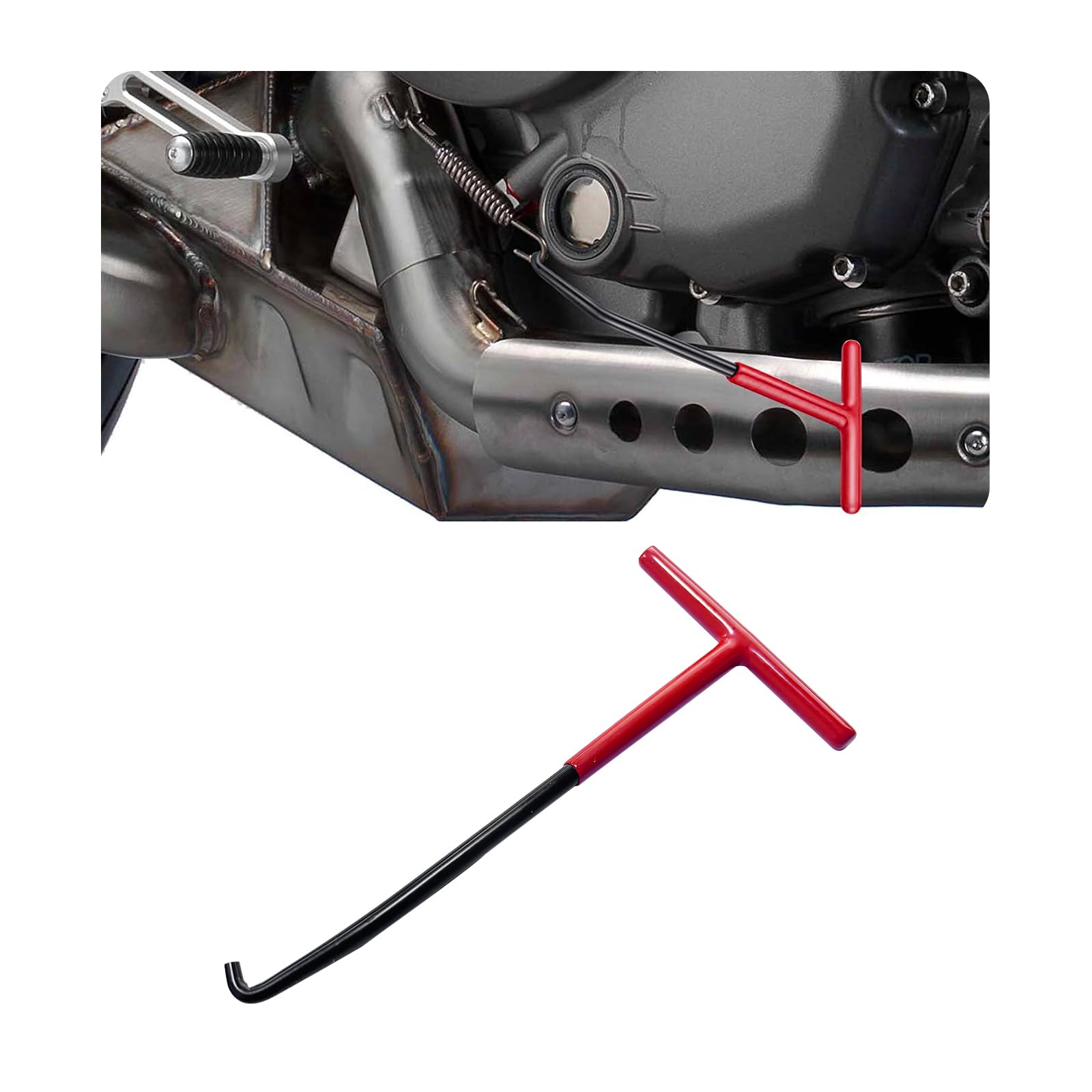 Sylvil Motorcycle Exhaust Spring Hook, T Shaped Handle Spring Puller Installation Tool with Rubber Coating, Universal Pipe Sprin