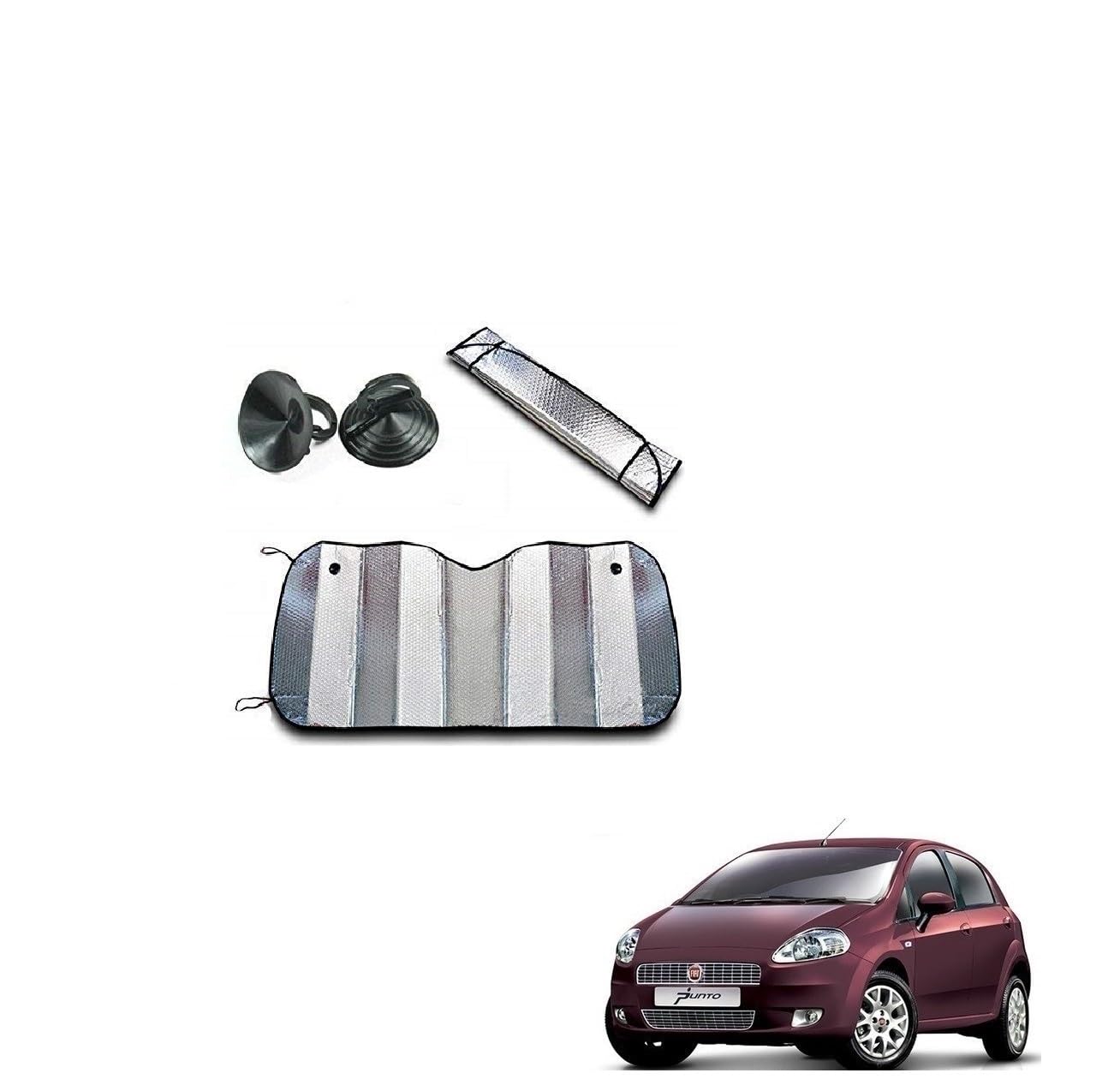 Kozdiko Car UV Protection Silver Foil Sunshade Film Windshield Visor Front Windshield Sunshade for Fiat Punto