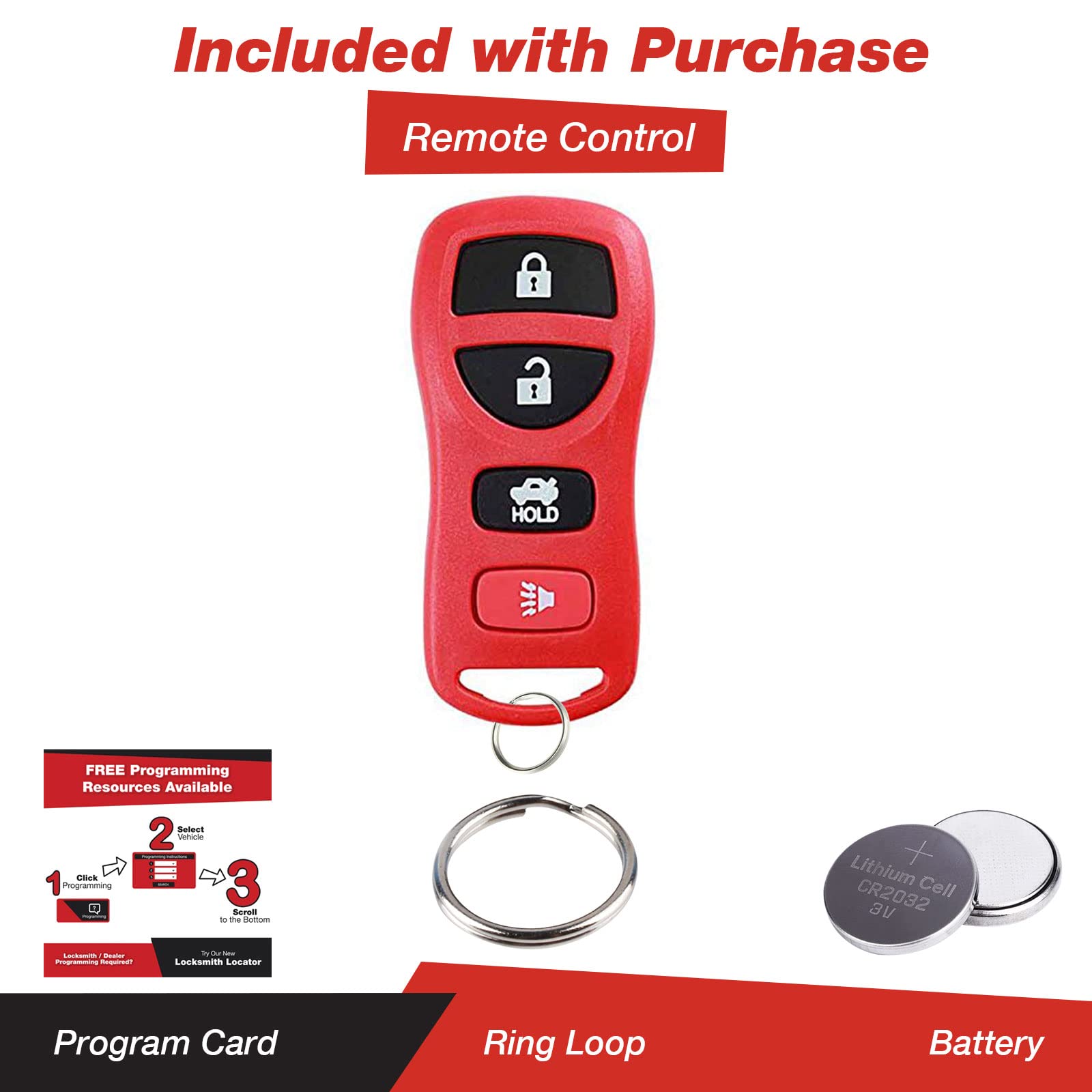 Keylessoption Keyless Entry Remote Control Car Key Fob Replacement For Kbrastu15-Red
