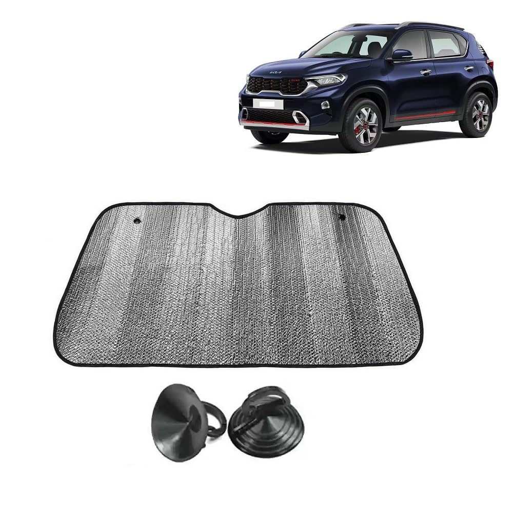 Car Windshield Sun Shade UV Rays Protector Silver Sunshade Solar Reflective suitable for Kia Sonet