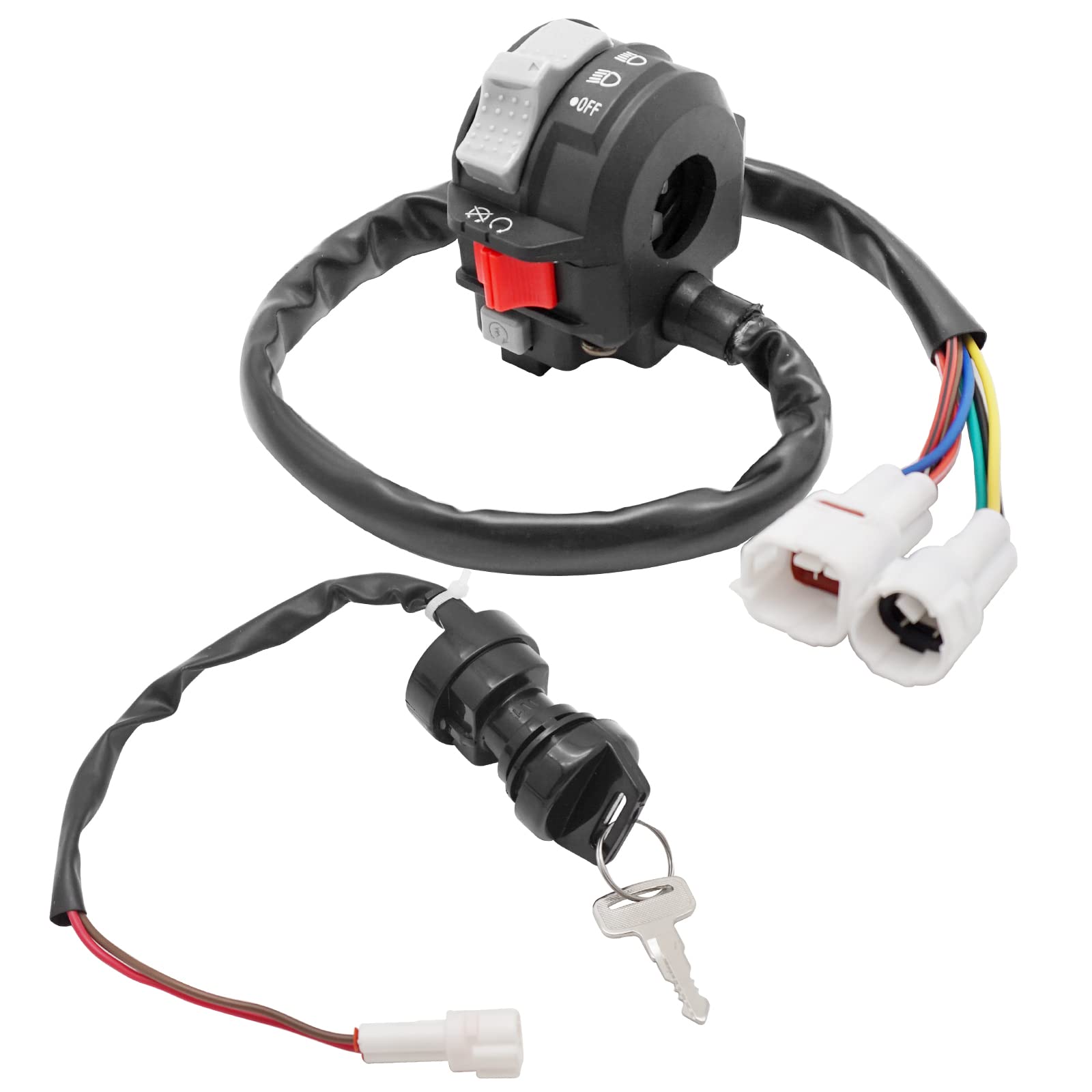 M MATI Headlight & Ignition Key Switch for Yamaha Warrior 350, Wolverine 350, Raptor 250, Grizzly 125 - Black