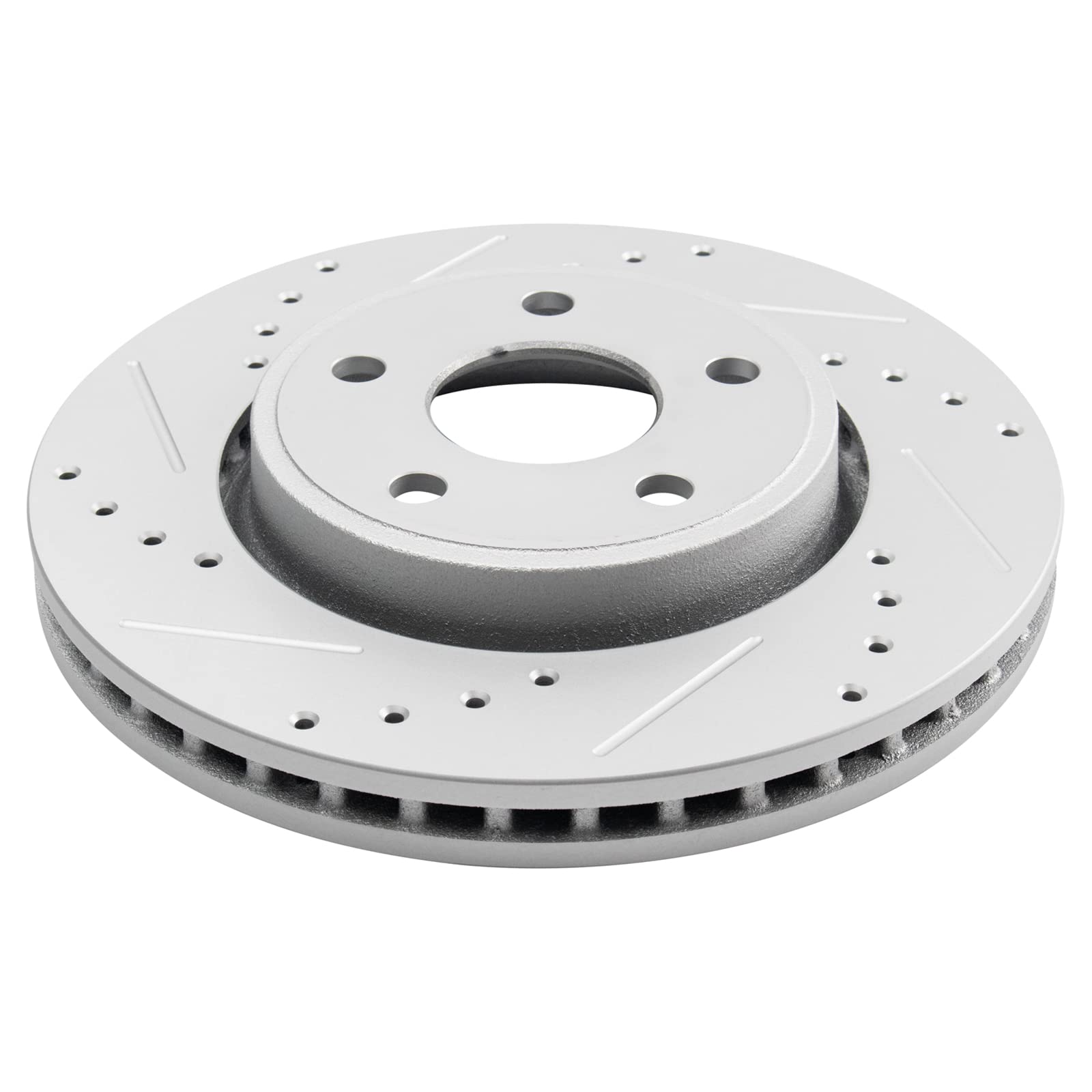 Trq Front Performance Brake Rotors Set Premium G-Coated Cross Drilled & Slotted Compatible With 2011-2020 Dodge Durango Jeep Gra