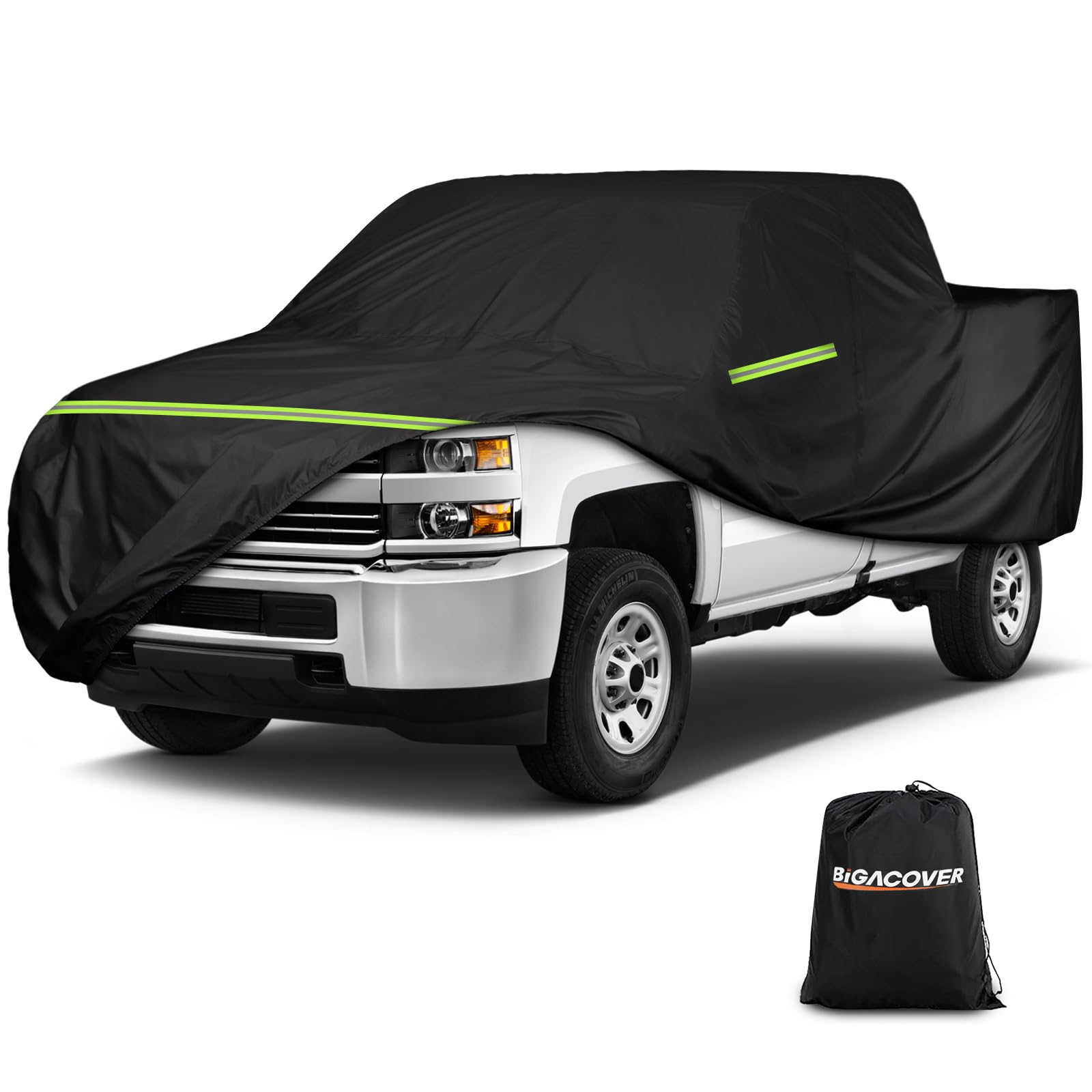 Truck Cover for Chevy Silverado Crew Cab Long Bed 8.3ft Heavy Duty Waterproof Car Covers with Zipper All Weather Full Pickup Cov