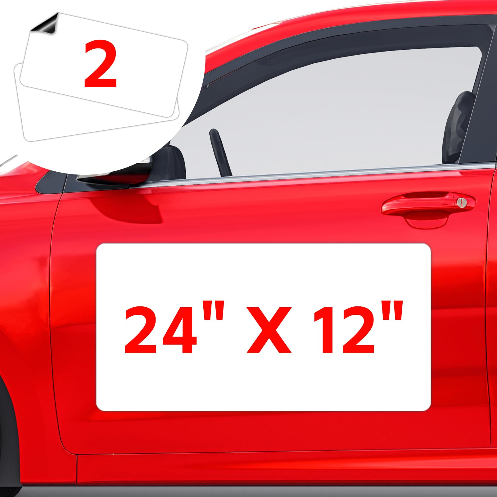 2 Pack Blank Magnets, 24  x 12  Rounded Corners Magnetic Signs for Vehicles, Advertise Business, Protect Car