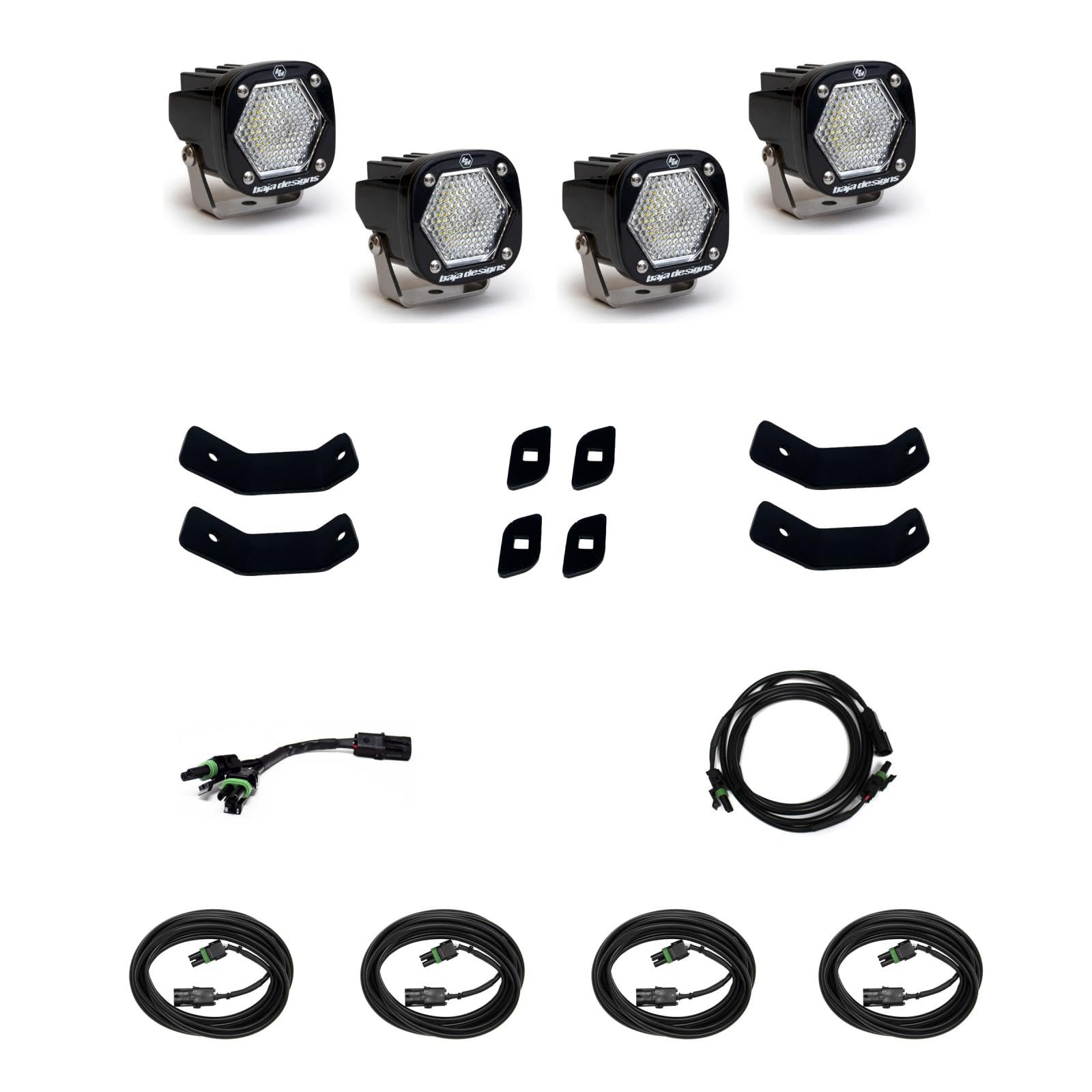 Baja Designs S1 Led Roof Rack Rail Light Kit For Mercedes Benz Sprinter 1500/2500/3500 Van 2019-22 (Work/Scene; Clear)