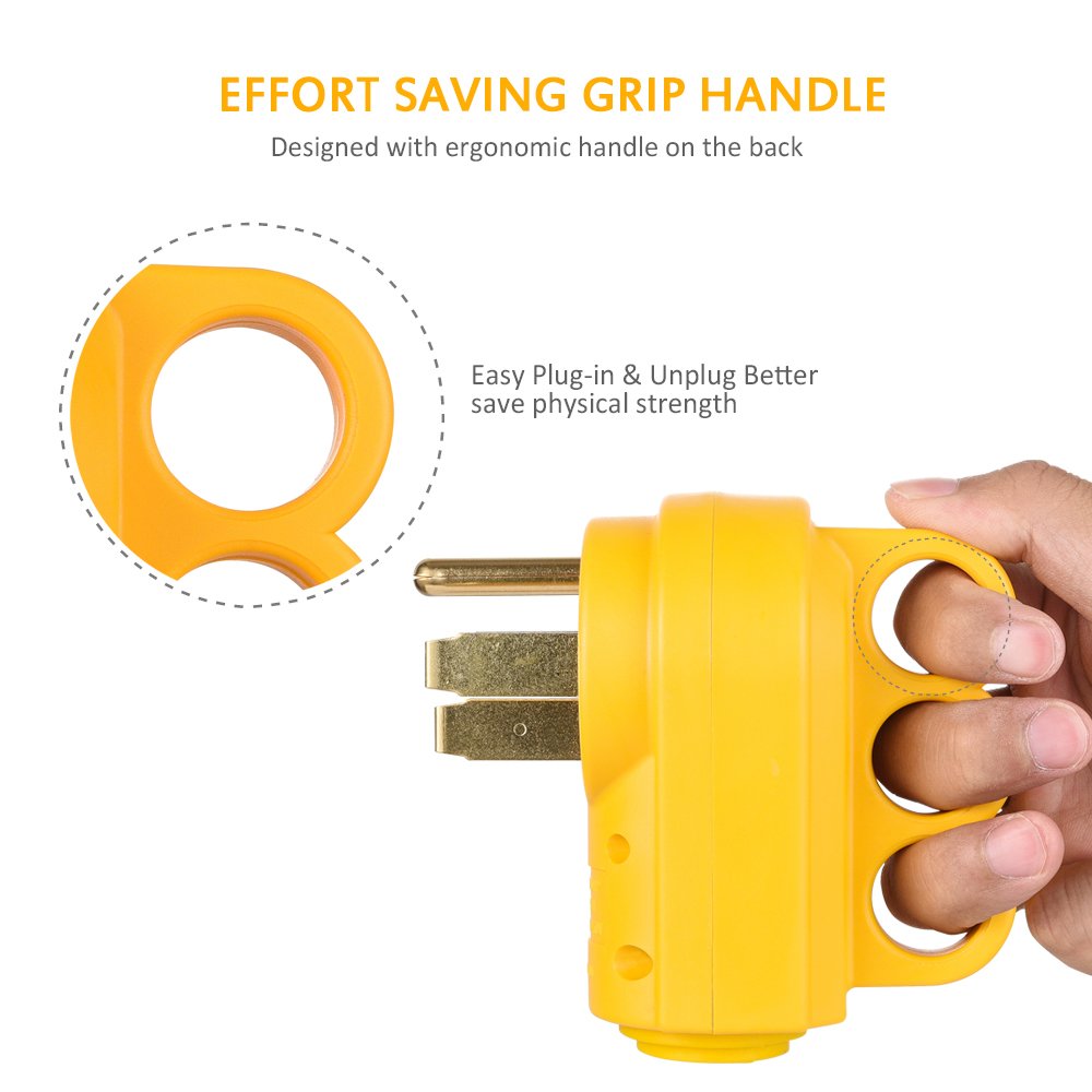 SnowyFox 50 Amp Male Replacement Plug - Heavy Duty ABS with Ergonomic Handle