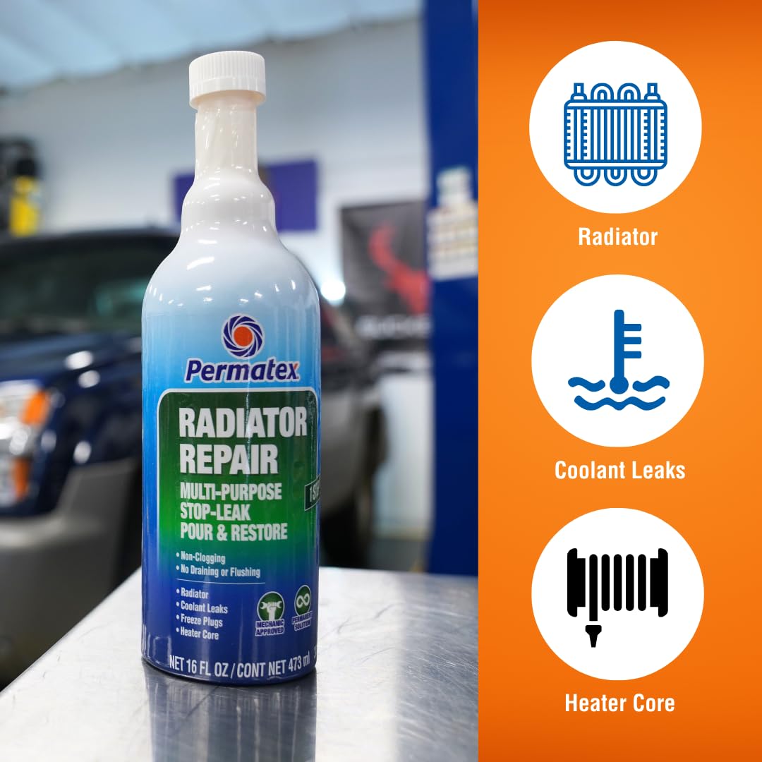 Permatex 30301 Radiator Repair - Stop Leak, 16 Fl Oz, Protecting Against Coolant Loss, Stopping Leaks And Seepage From Head Gask