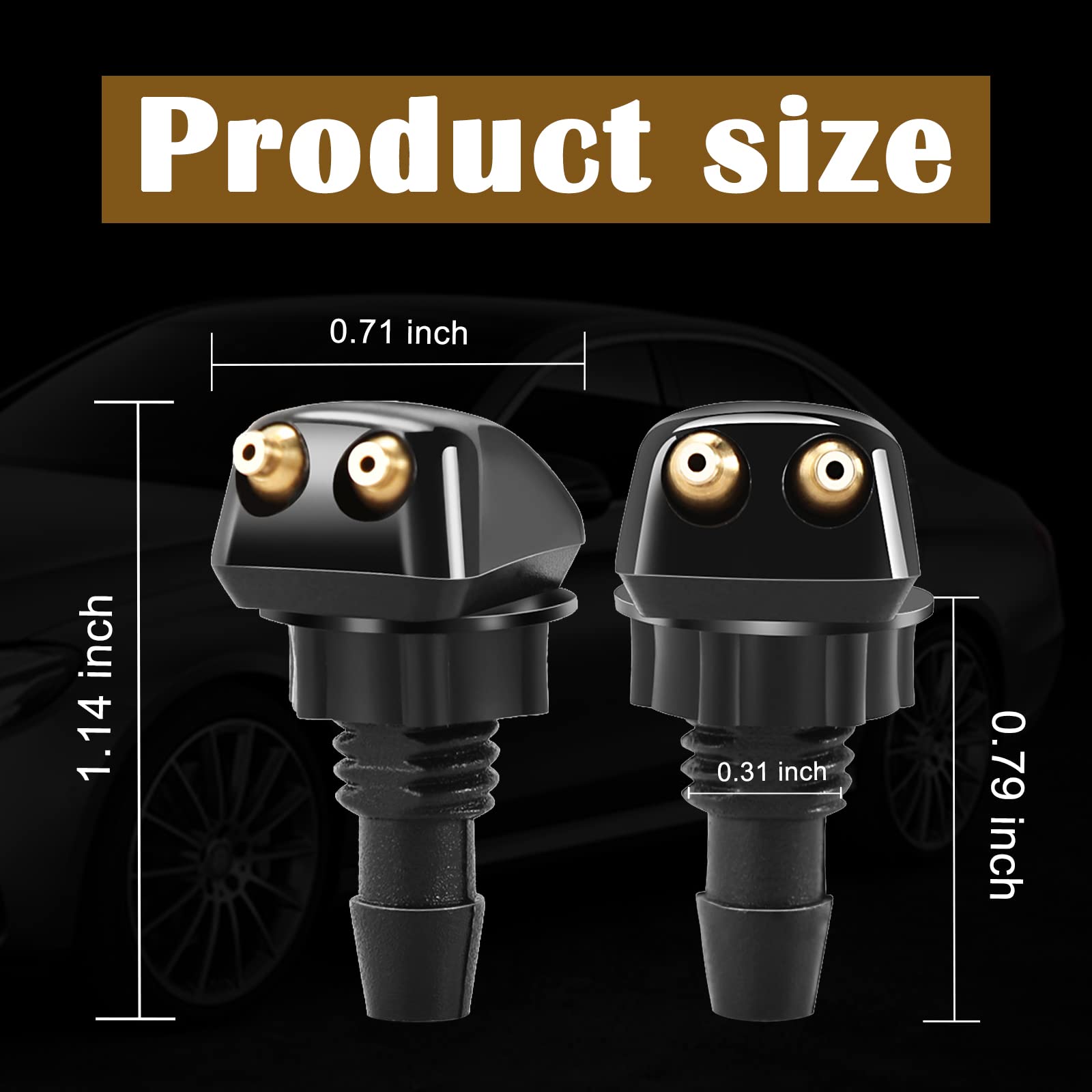 Jeseny 2 Pcs Front Windshield Washer Nozzle Sprayer Spurter Straight Pillar Truck Automotive Hood Single Hole Compatible For Ford Honda Chrysler Subaru Bmw Buick Chevrolet Dodge (Black)
