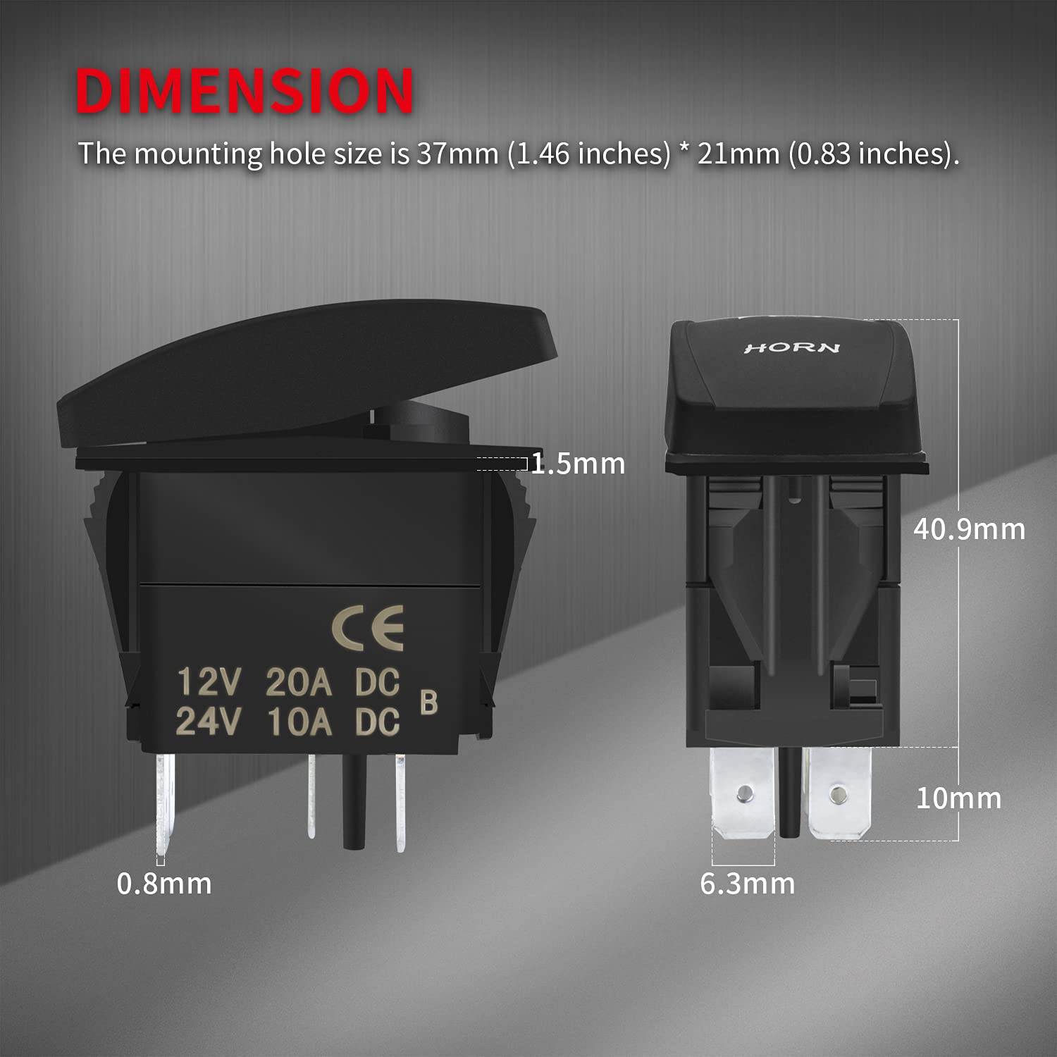 Daiertek 12V Horn Button Momentary Rocker Switch Blue Led 12 Volt John Deere Polaris Ranger Auto Train Atv Utv Rzr Boat Marine T