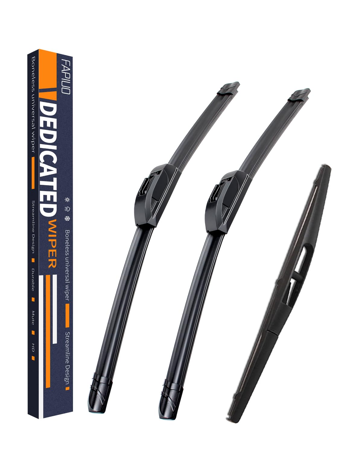 Replacement For Nissan Leaf 2011-2019 Silent Wipers -Fapiuo Front And Rear Windshield Wipers 26''/16''+10'' Full Blade Set (3 Pa