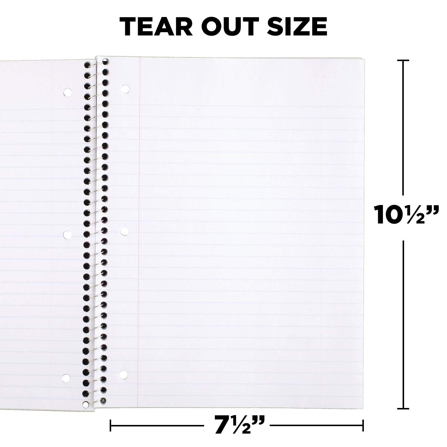 Mead Spiral Notebooks, 4 Pack, 1-Subject, Wide Ruled Paper, 10-1/2'' X 7-1/2'', 70 Sheets Per Notebook, Red (38112)