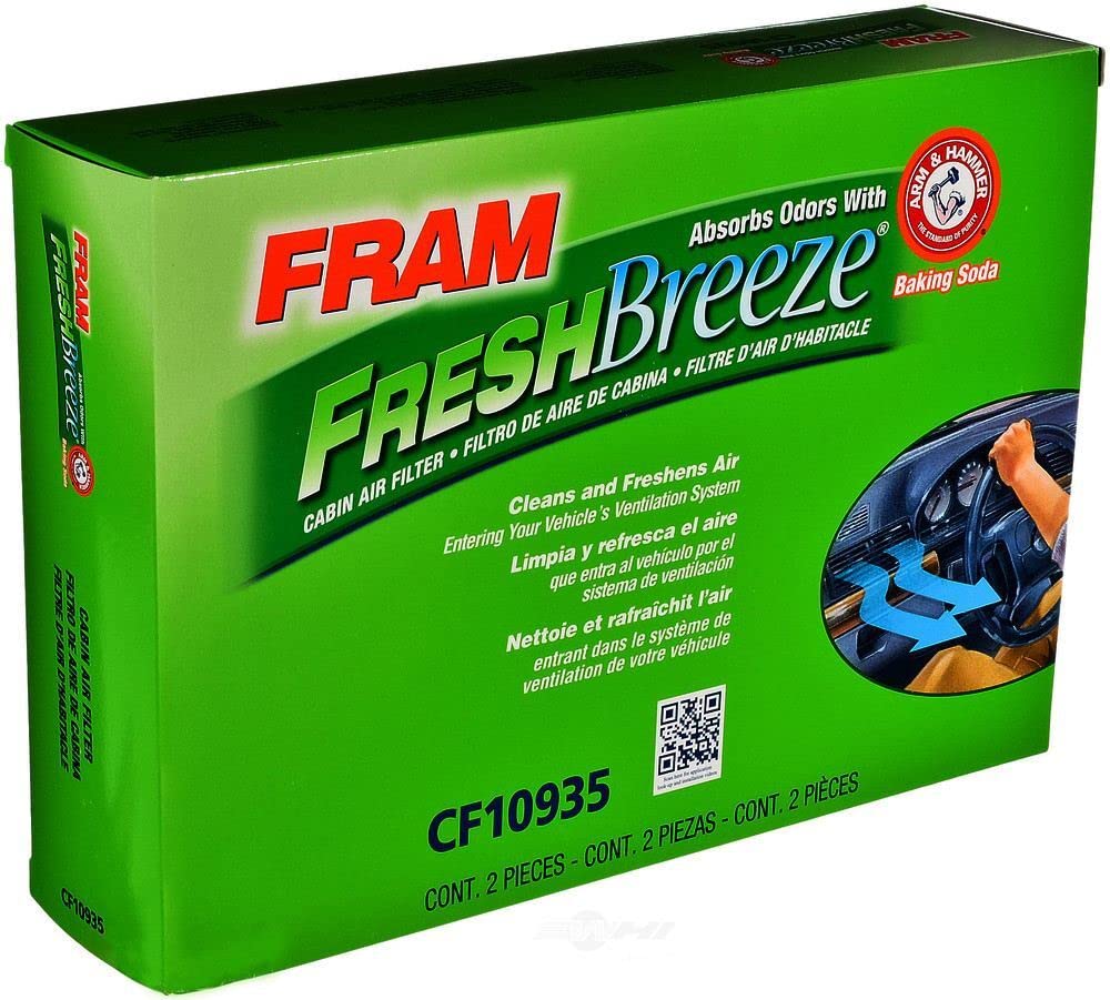 FRAM Fresh Breeze Cabin Air Filter Replacement for Car Passenger Compartment w/ Arm and Hammer Baking Soda, Easy Install, CF1093