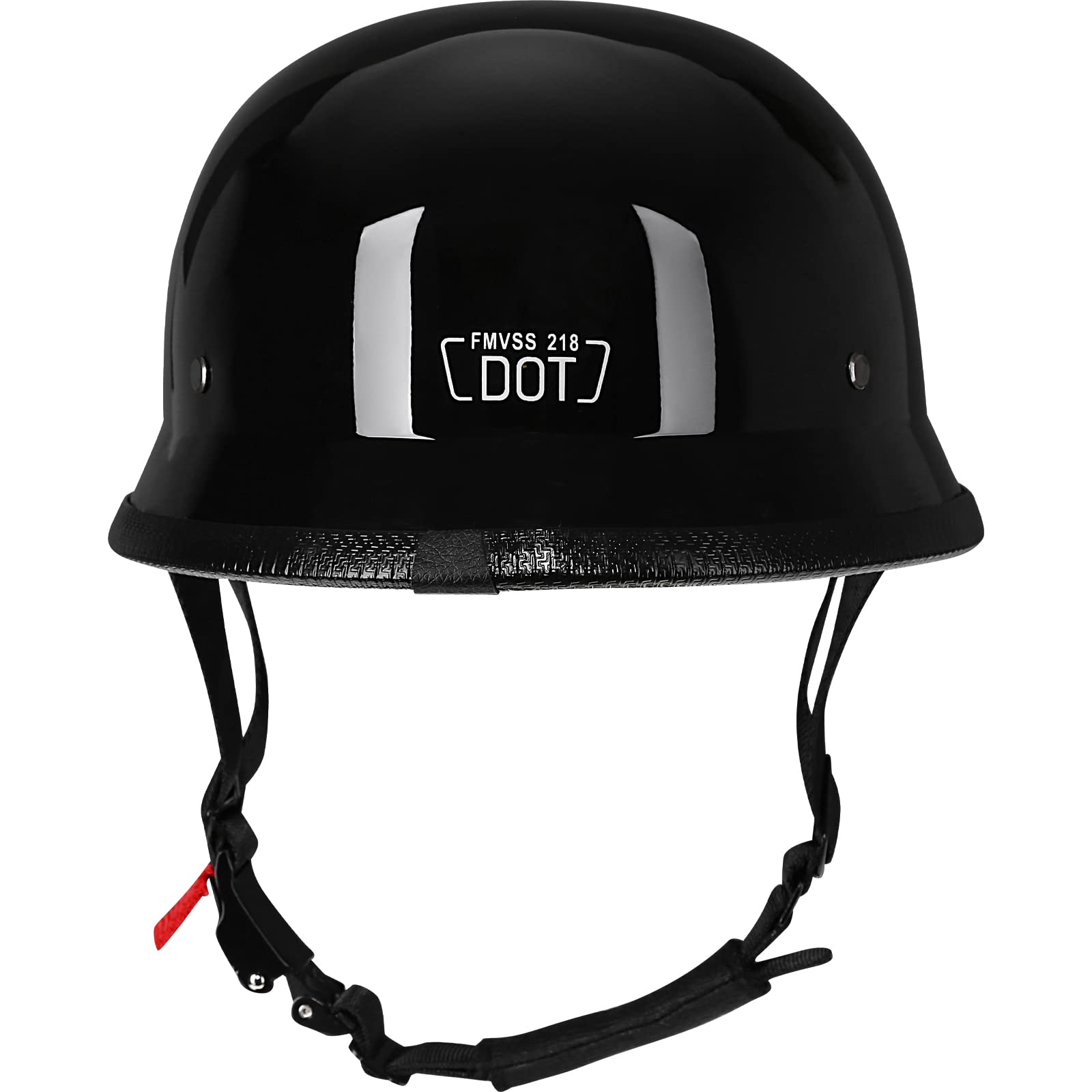 Yesmotor Helmet Half Shell German Motorcycle Helmet With Cycling Glasses - Dot Approved (Xx-Large, Light Black & Black)