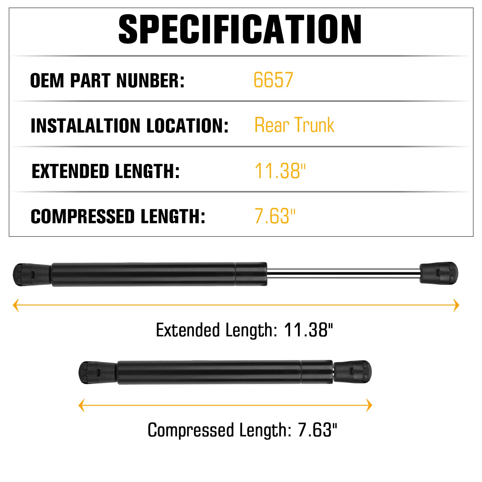 Rear Trunk Lift Support Shocks for Dodge Challenger 2008-2018 Gas Spring Strut Rod 6657 2 Pcs