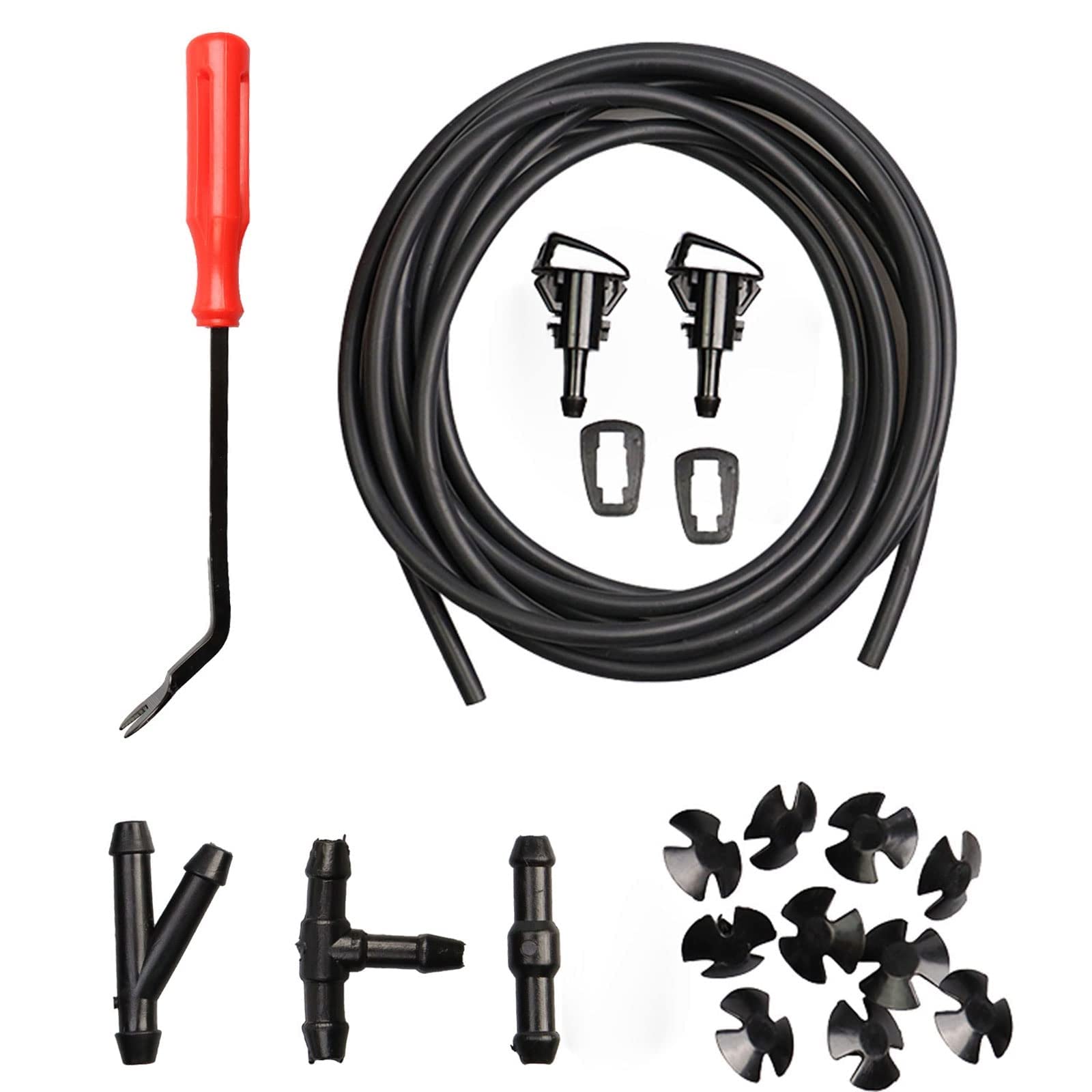 Windshield Washer Nozzles Kit-Windshield Sprayer Nozzle For Chrysler Dodge Jeep Ram, Windshield Washer Nozzle Hose Kit With 157-