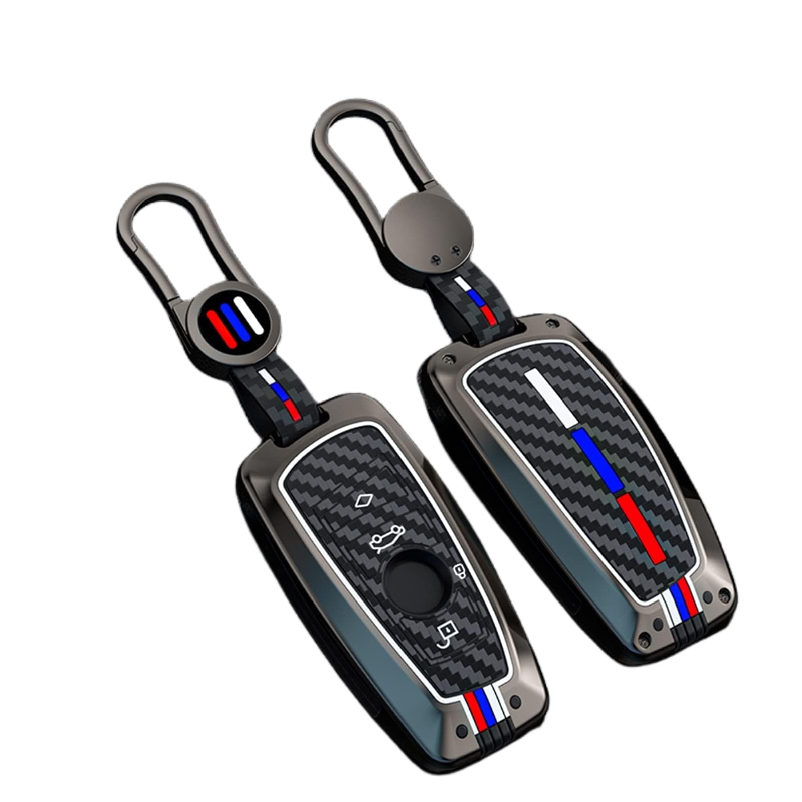 Bradegeve Key Fob Cover Case, Keychain, Metal Shell Cover Compatible For Bmw 1 3 4 5 6 7 Series X3 X4 M5 M6 Gt3 Gt5 (Gunmetal-Carbon Fiber)
