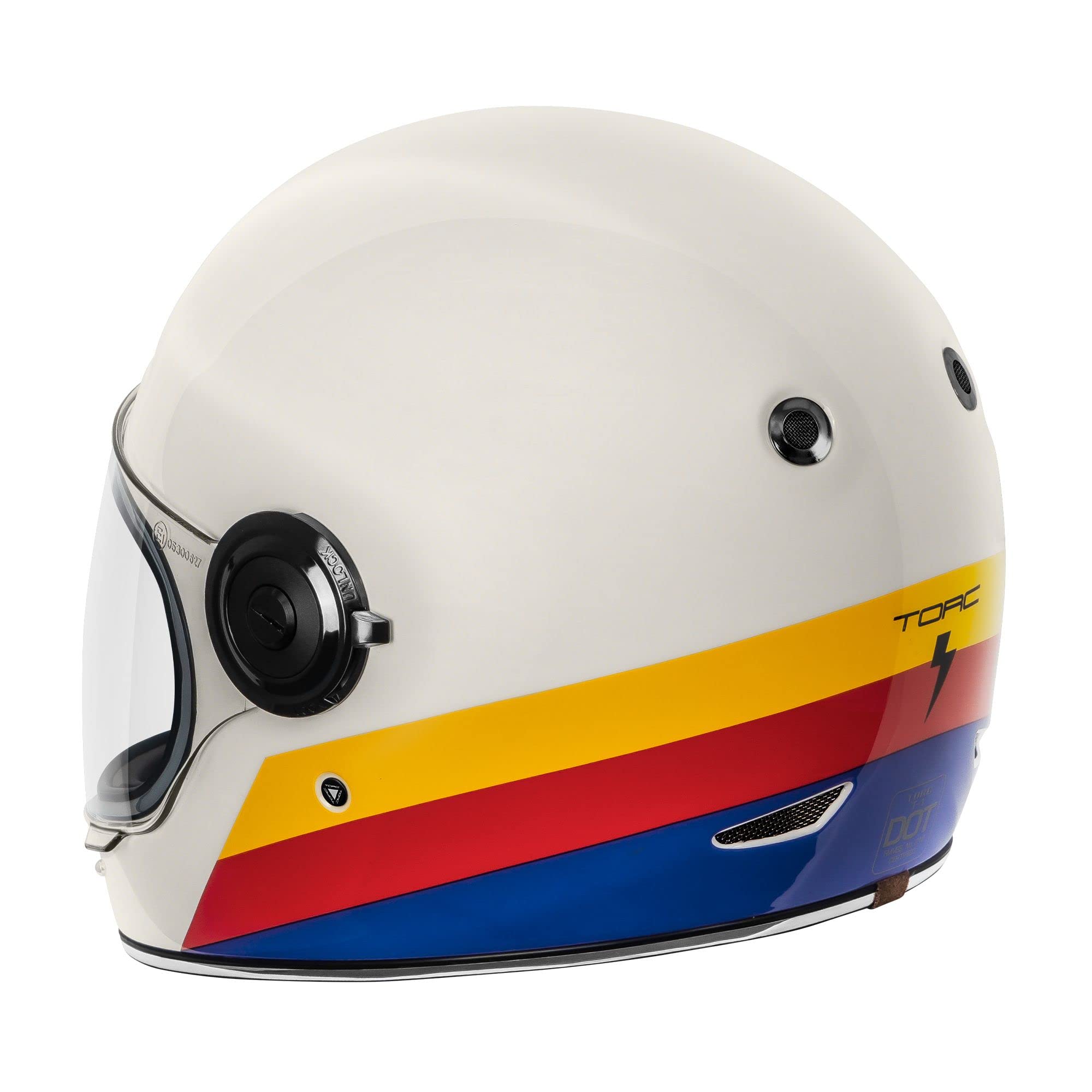Torc T1 Unisex-Adult Retro Full Face Motorcycle Helmets, Pearl White Full Tree, X-Small