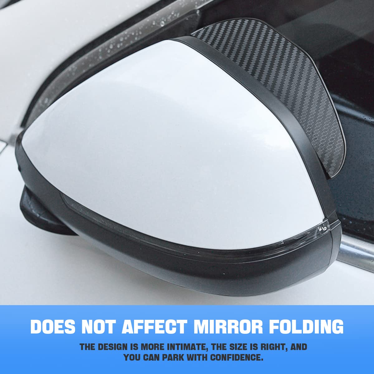 2Pcs Smoke Visor Guards For Car Side Mirrors - Waterproof Carbon Fiber Auto Rain Eyebrows For Cars, Trucks And Suvs - Universal