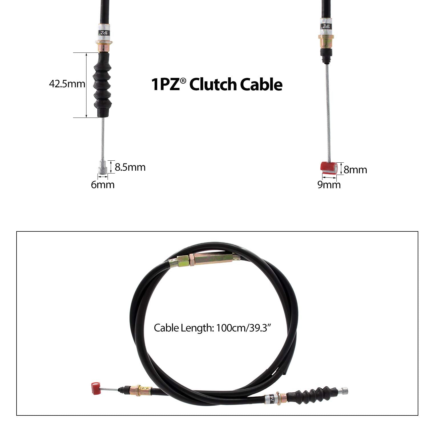1PZ HB2-X02 7/8'' Handlebar Left Clutch Lever and Clutch Cable with Adjuster Replacement for 50cc 70cc 90cc 110cc 125cc Honda Ya