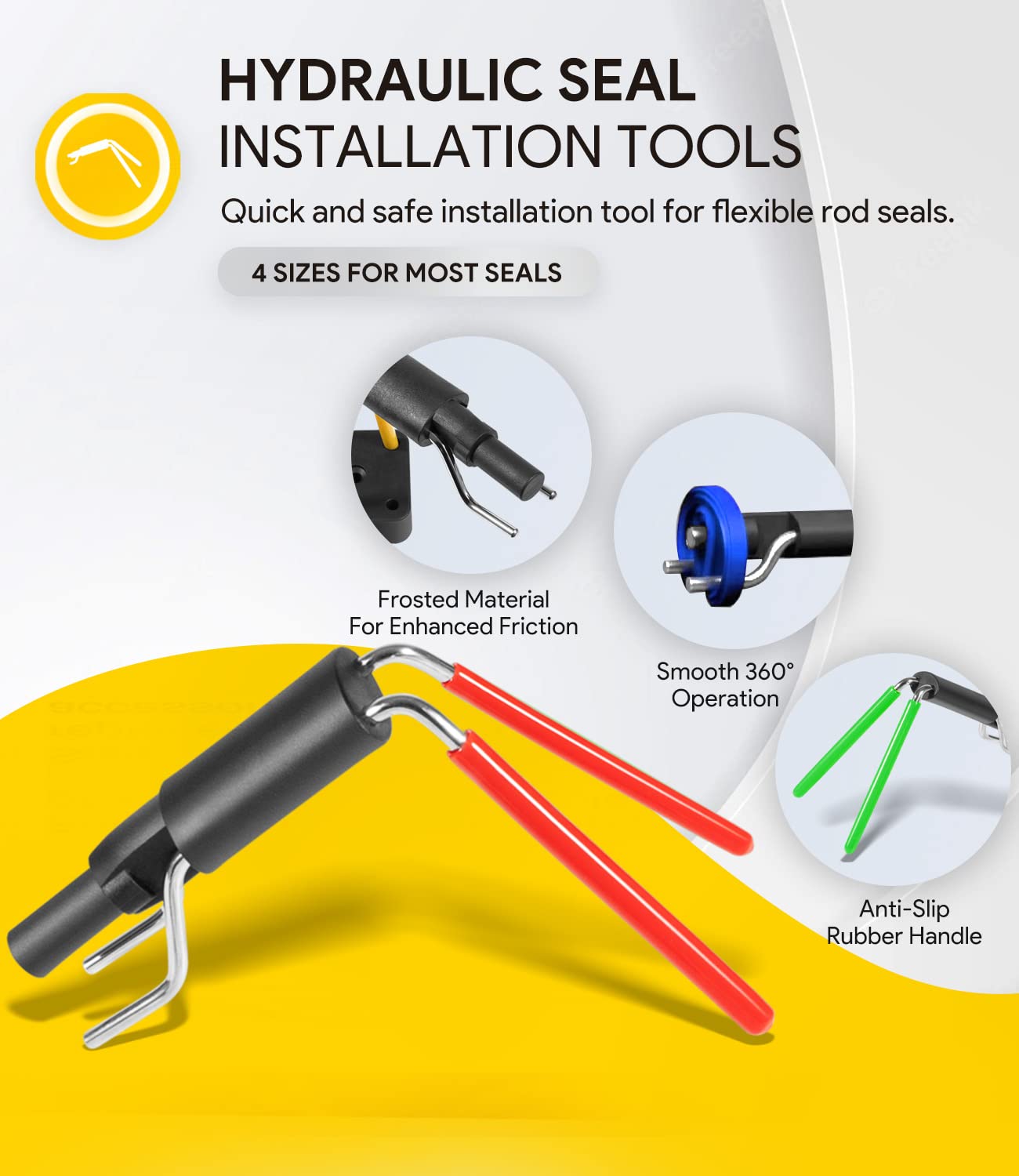 sixcow 6 Pack Hydraulic Seal Installation Tools, U-Cup Rod Seal Kit, Frosted, Model XKYYGGJ6JT-US-1, Strong Seal Twistor Tool Set