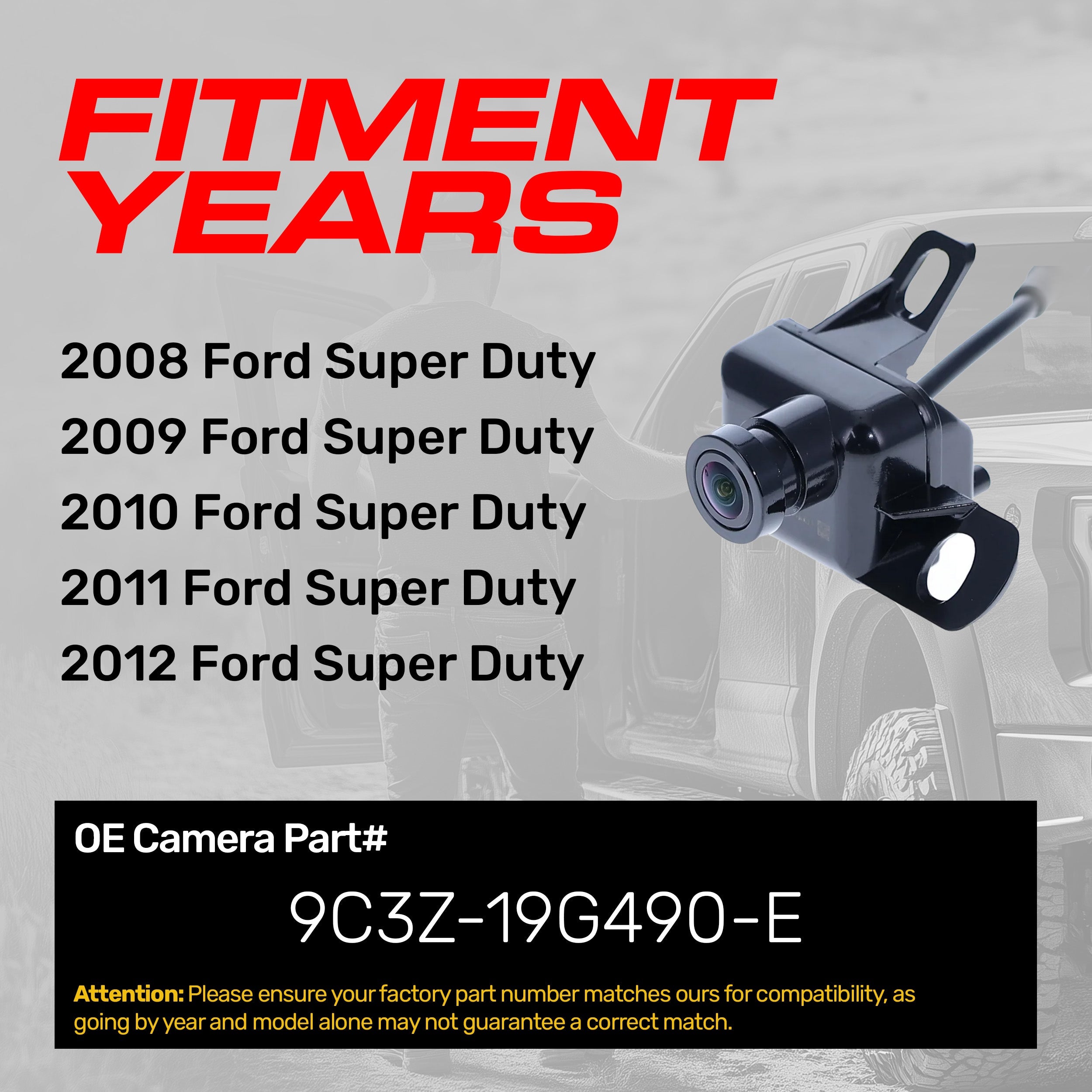 Ford Superduty (2008-2012) OEM Replacement Backup Camera OE Part # 9C3Z-19G490-E