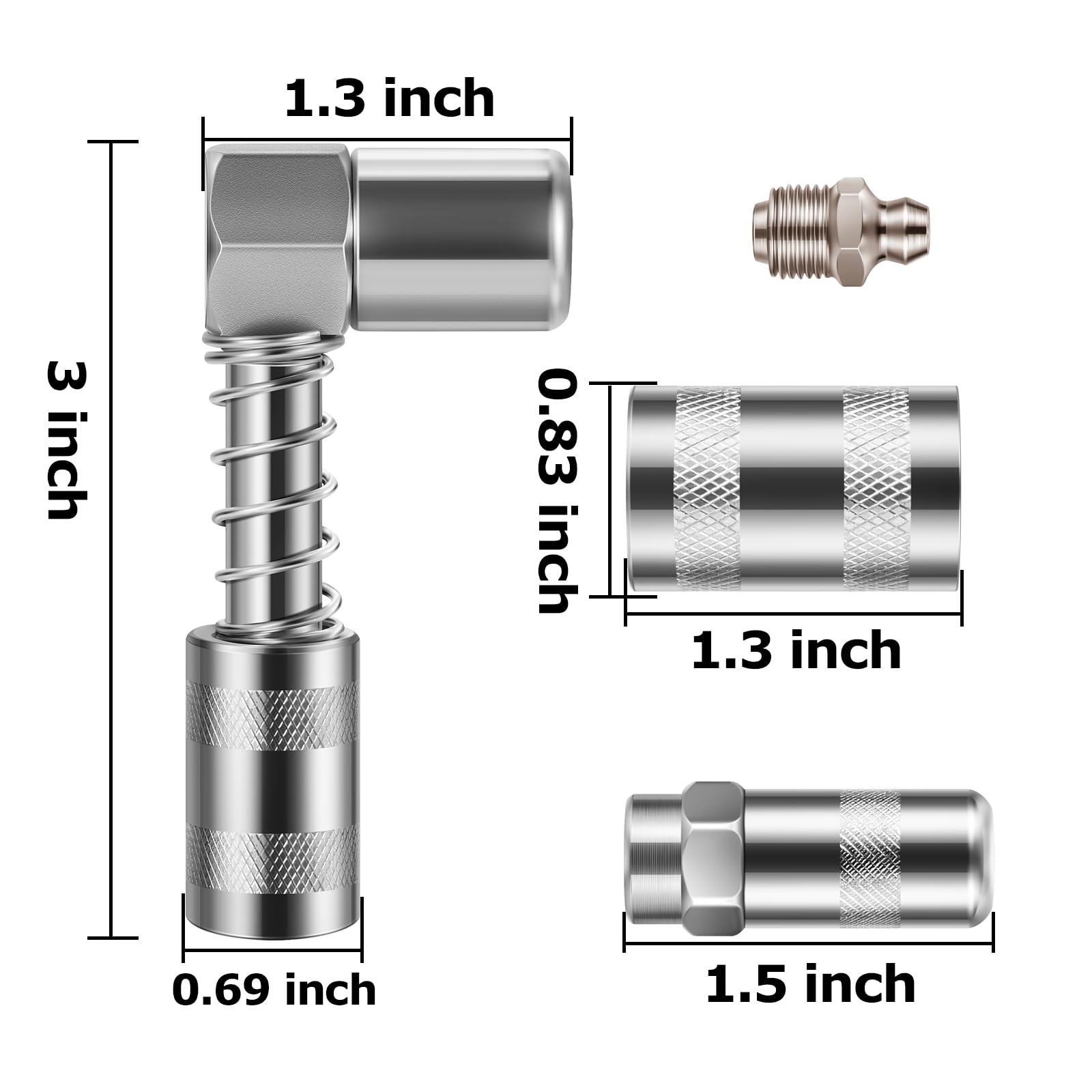 ATIVERE Grease Gun Coupler 1PCS with 6 Locking Jaw Strong Lock-on, 10000 PSI High Pressure Quick Release Grease, Compatible with