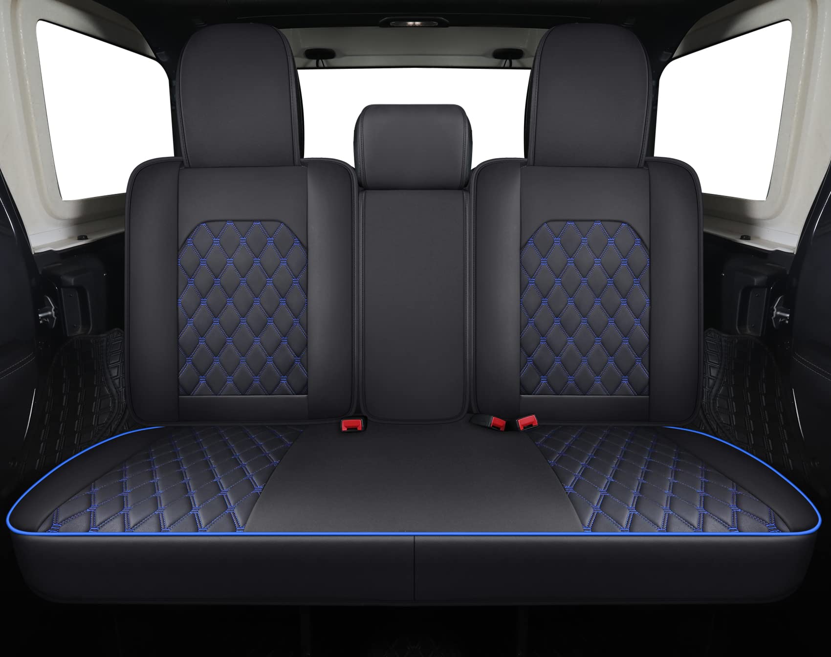 Aierxuan Jeep Wrangler Jk Jl4-Door Back Seat Covers Custom Fit 2007-2023 Unlimited Rubicon 392 Sahara Willys Sport High Altitude 4X4 Truck Pickup Waterproof Leather(Rear Seat/Black-B)