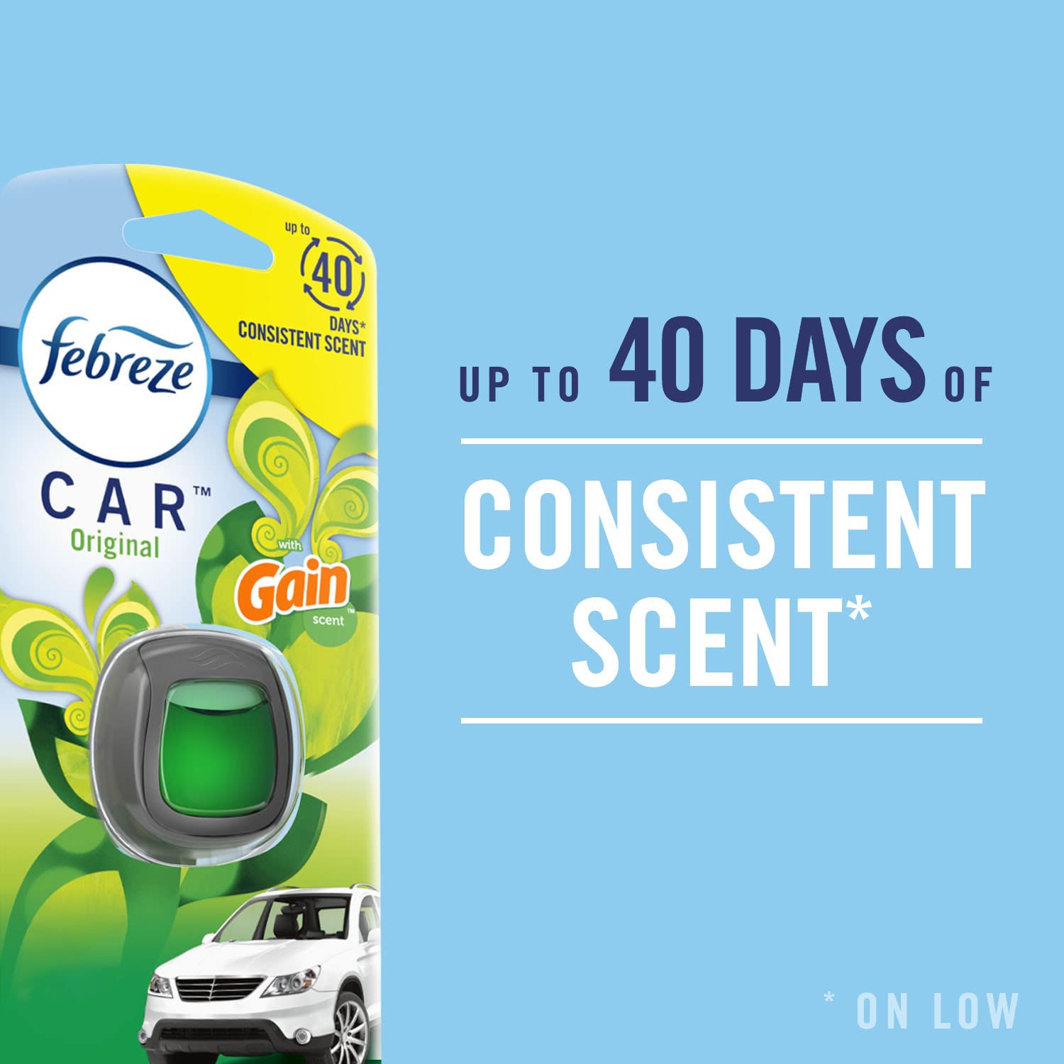 Febreze Car Air Freshener Vent Clip, Gain Original Scent, 0.06 Fl Oz (8 Count), Multicolor, Model 94721