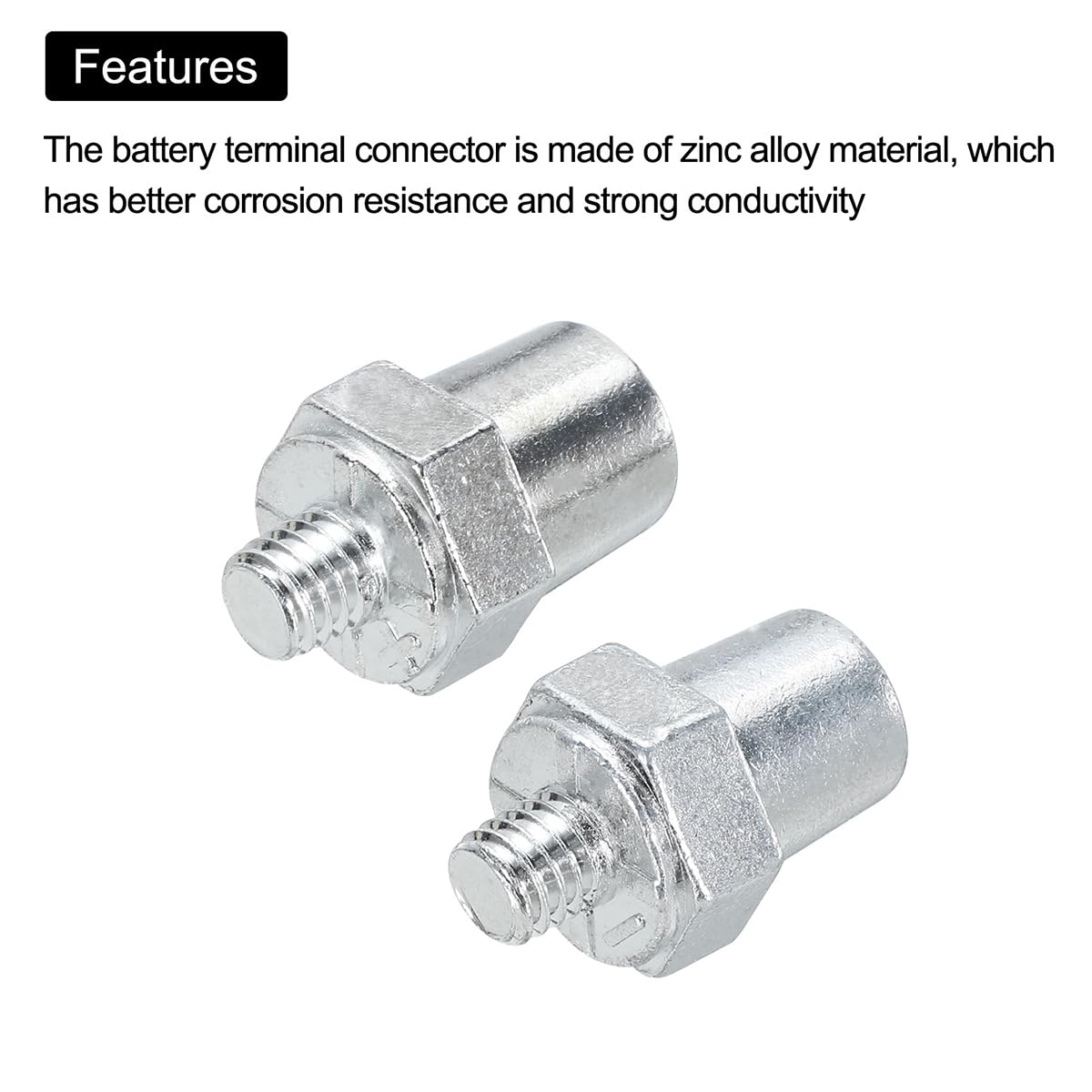 AUCELI Car Thread Male Battery Post, 4PCS 3/8-16 Lead Made Vehicle Side Terminal Charging Extender, Automotive Batteryterminal
