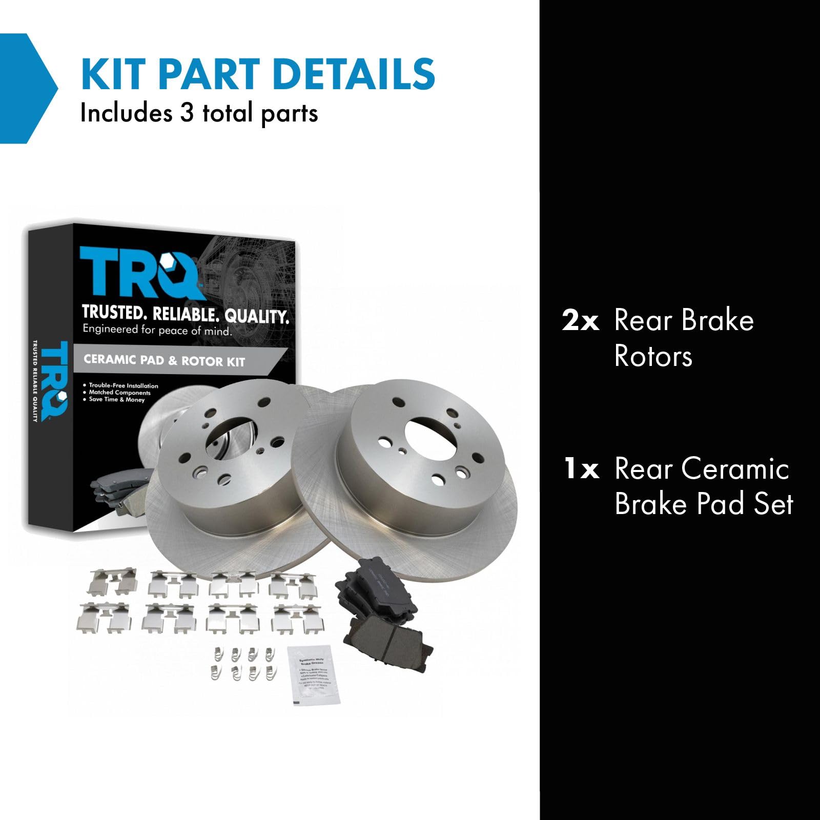 Trq Rear Brake Pad & Rotor Kit Brake Pads Brake Rotor Ceramic Compatible With 2013-2018 Lexus Es300H Es350 Toyota Avalon 2012-20