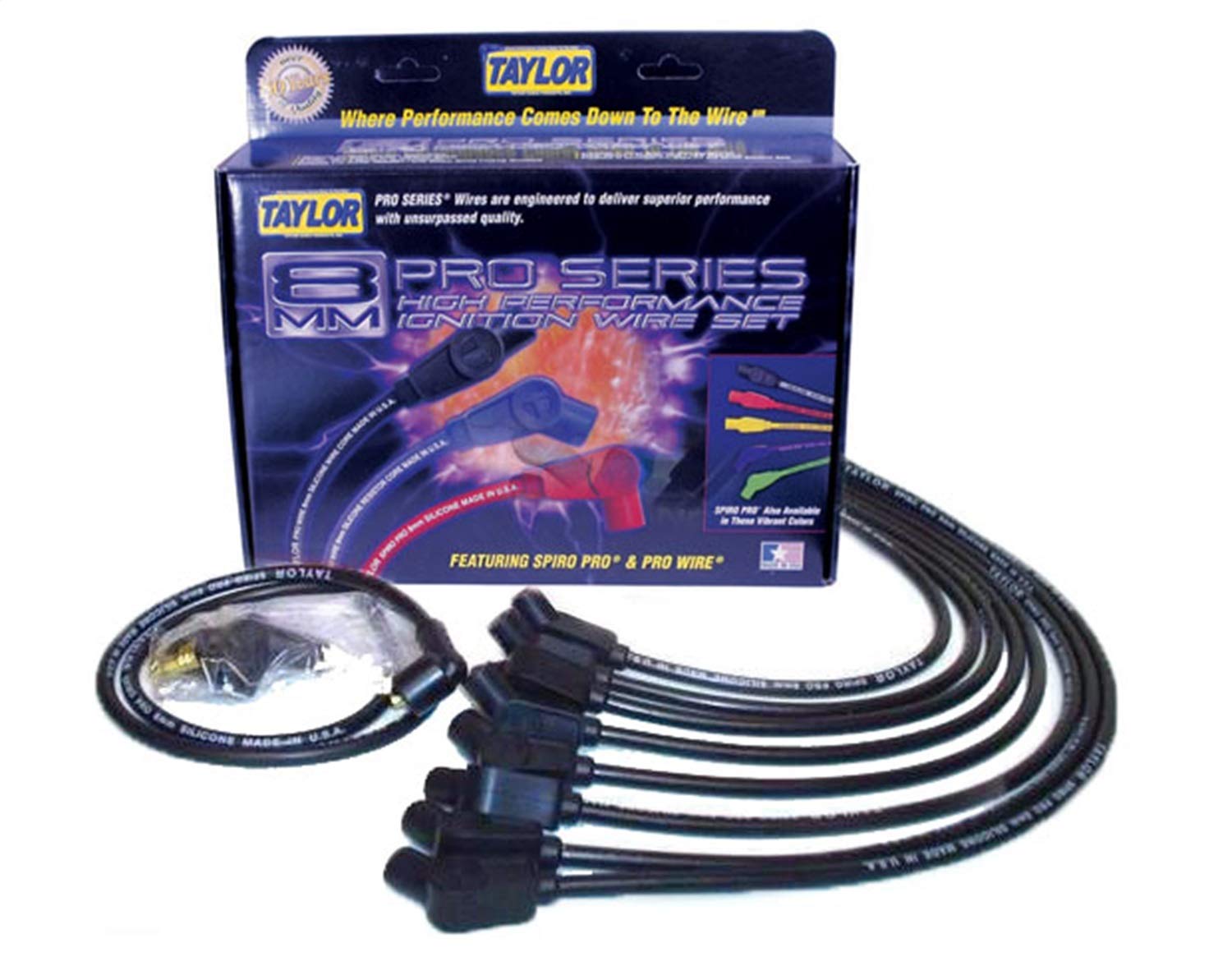 Taylor 76032 8Mm Race Fit Spiro-Pro Black, 1 Pack