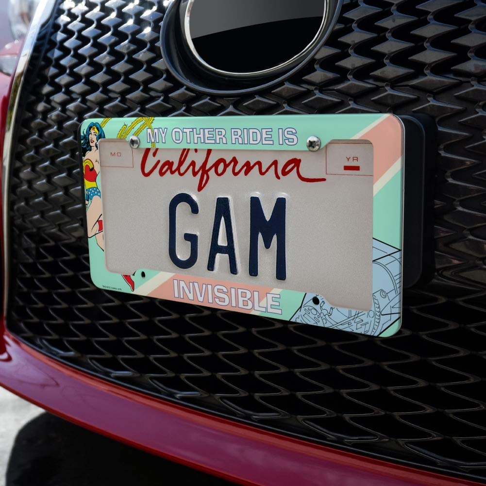 Graphics & More Wonder Woman My Other Ride Is Invisible License Plate Tag Frame