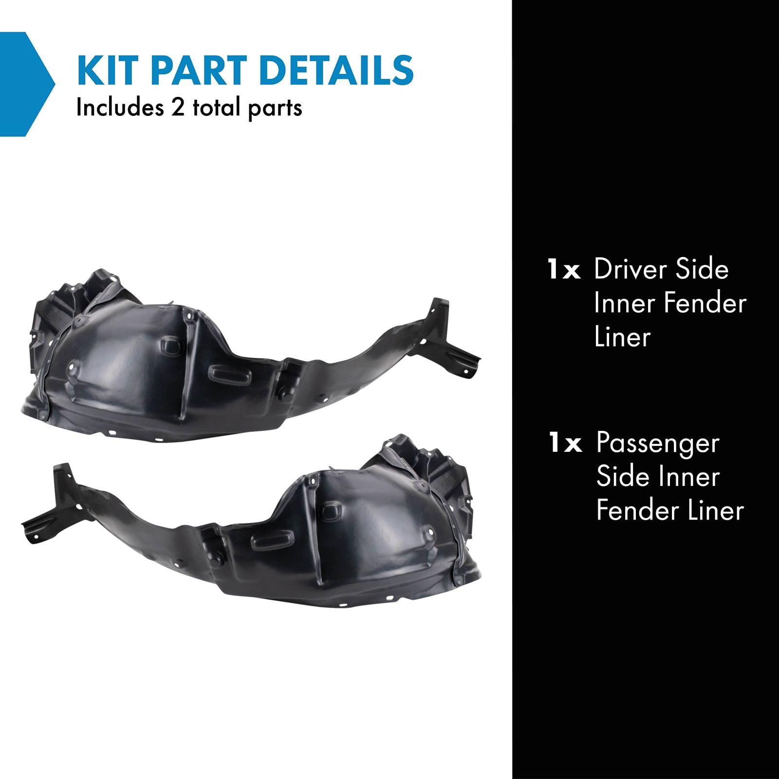 Trq Inner Fender Liner Set Compatible With 2002-2010 Lexus Sc430 Lx1248103 Lx1248129 Lx1249103 Lx1249129