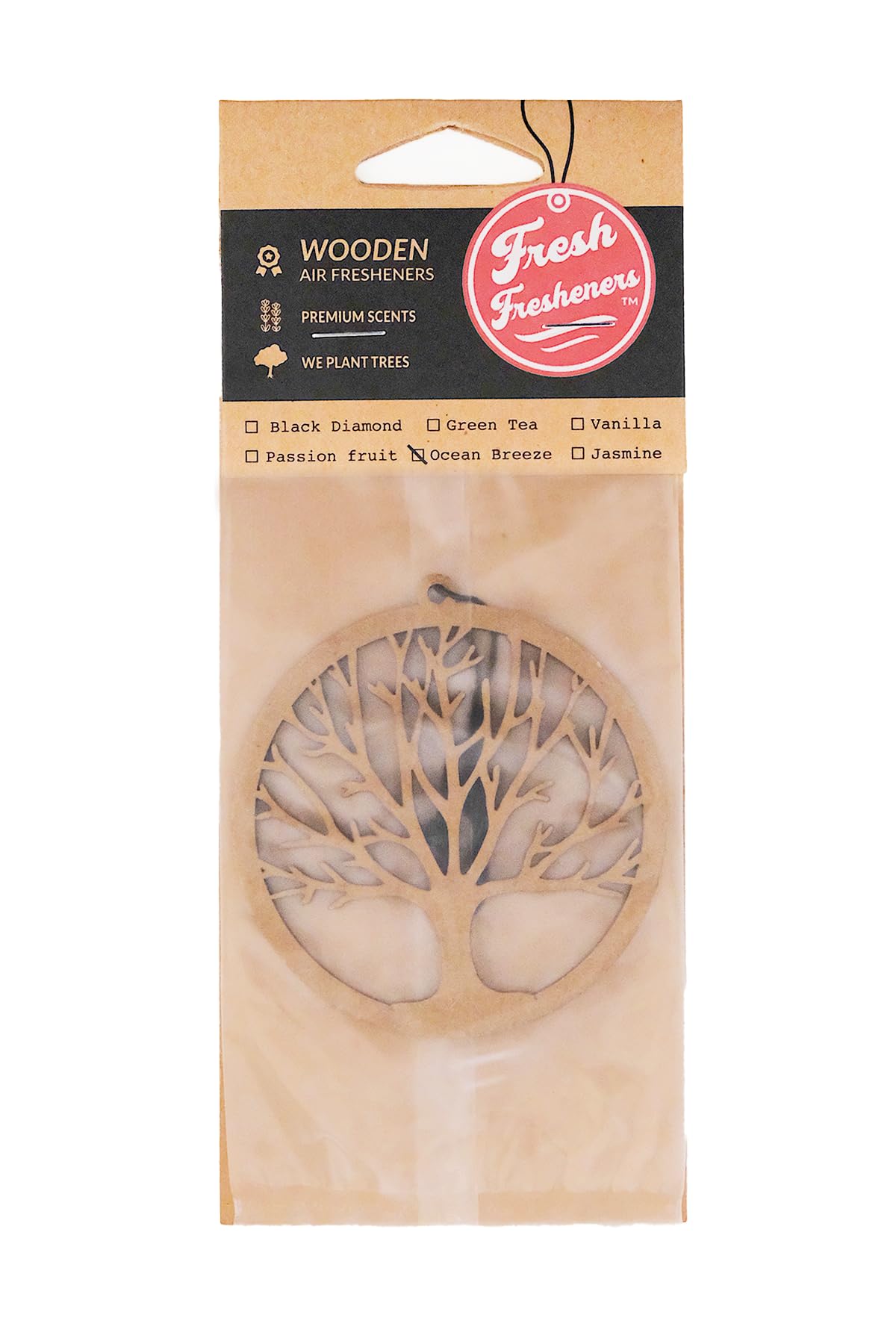 Fresh Fresheners Cute Funny Car Air Fresheners 4-Pack (Wood Tree Of Life)