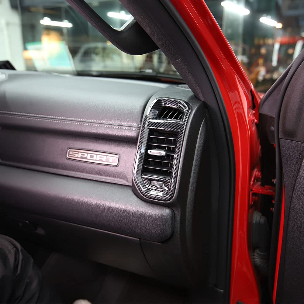 Korlot Dashboard Side A/C Vent Frame Cover Trim for Dodge RAM 1500 2500 3500 2019-2024 (Carbon Fiber Pattern)